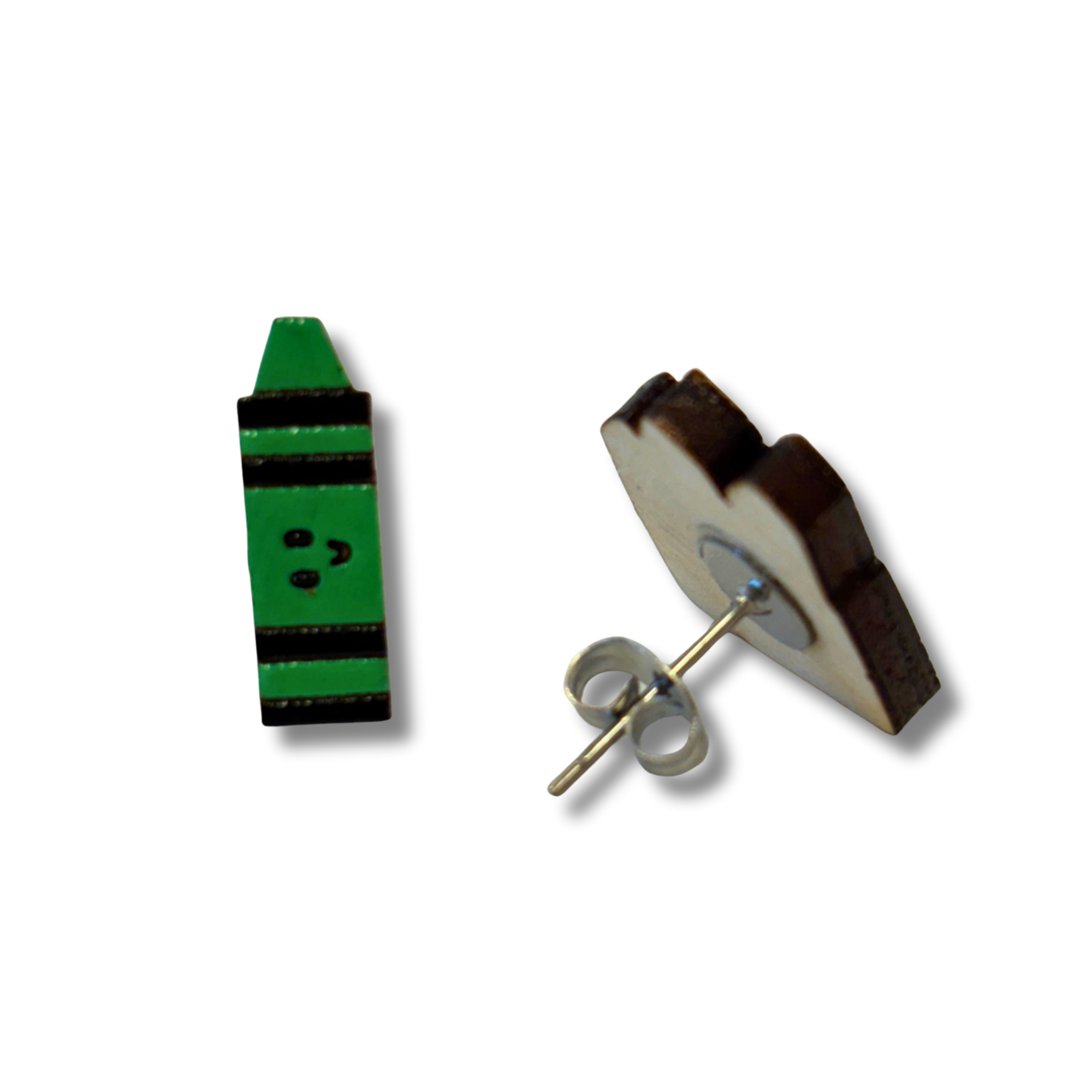 Crayon studs - teacher earrings - hand painted, wooden