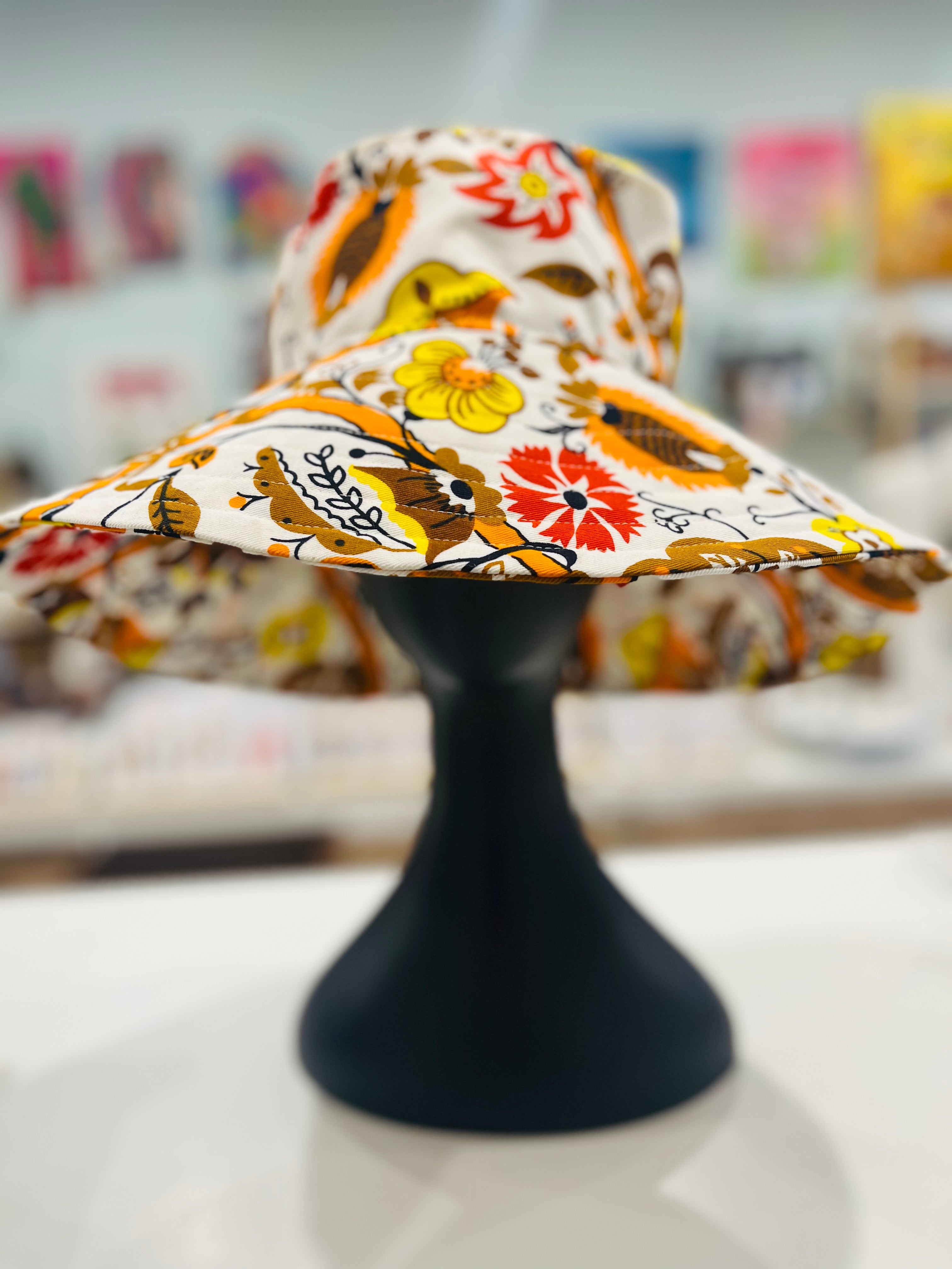 gorgeous floral vintage fabric hat - violetclothing - free postage