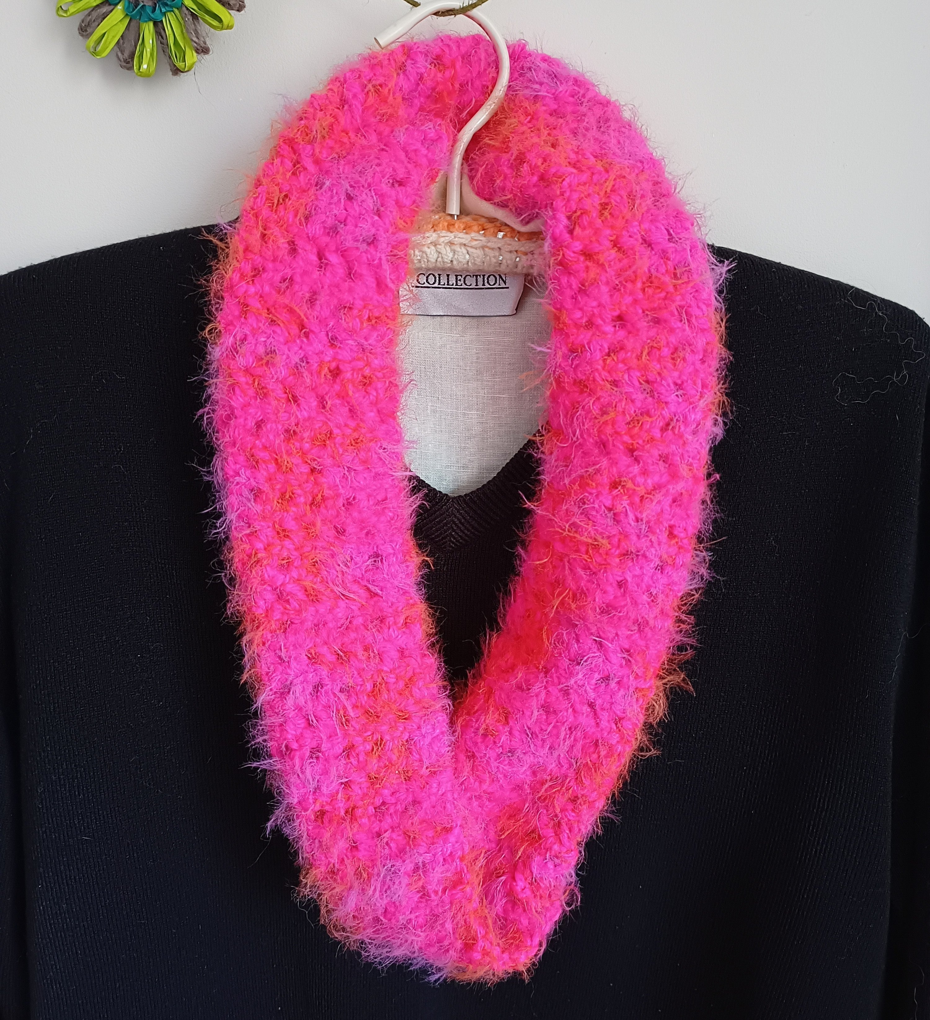 Twisted Fluffy Crochet Mesh Cowls
