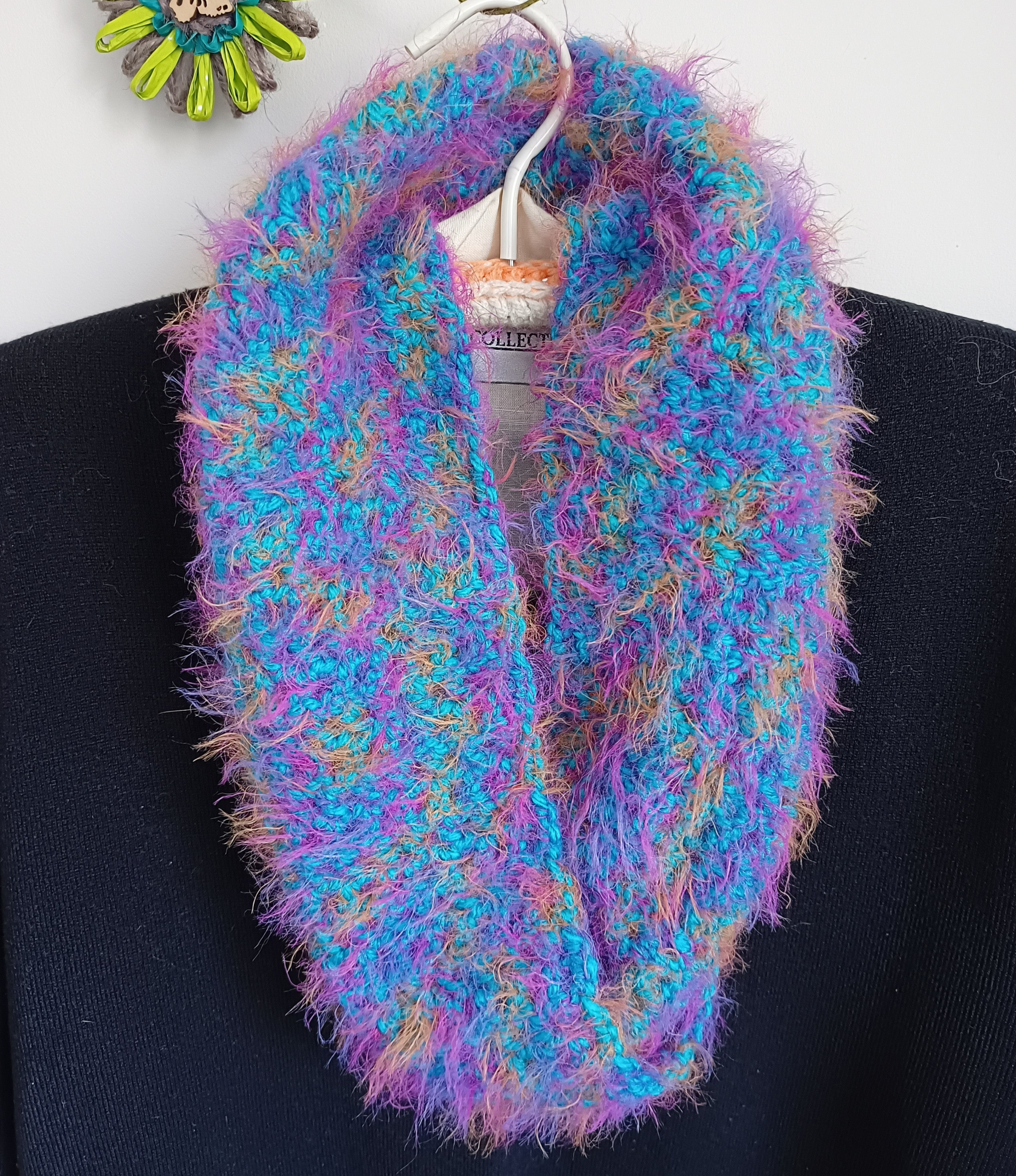 Twisted Fluffy Crochet Mesh Cowls