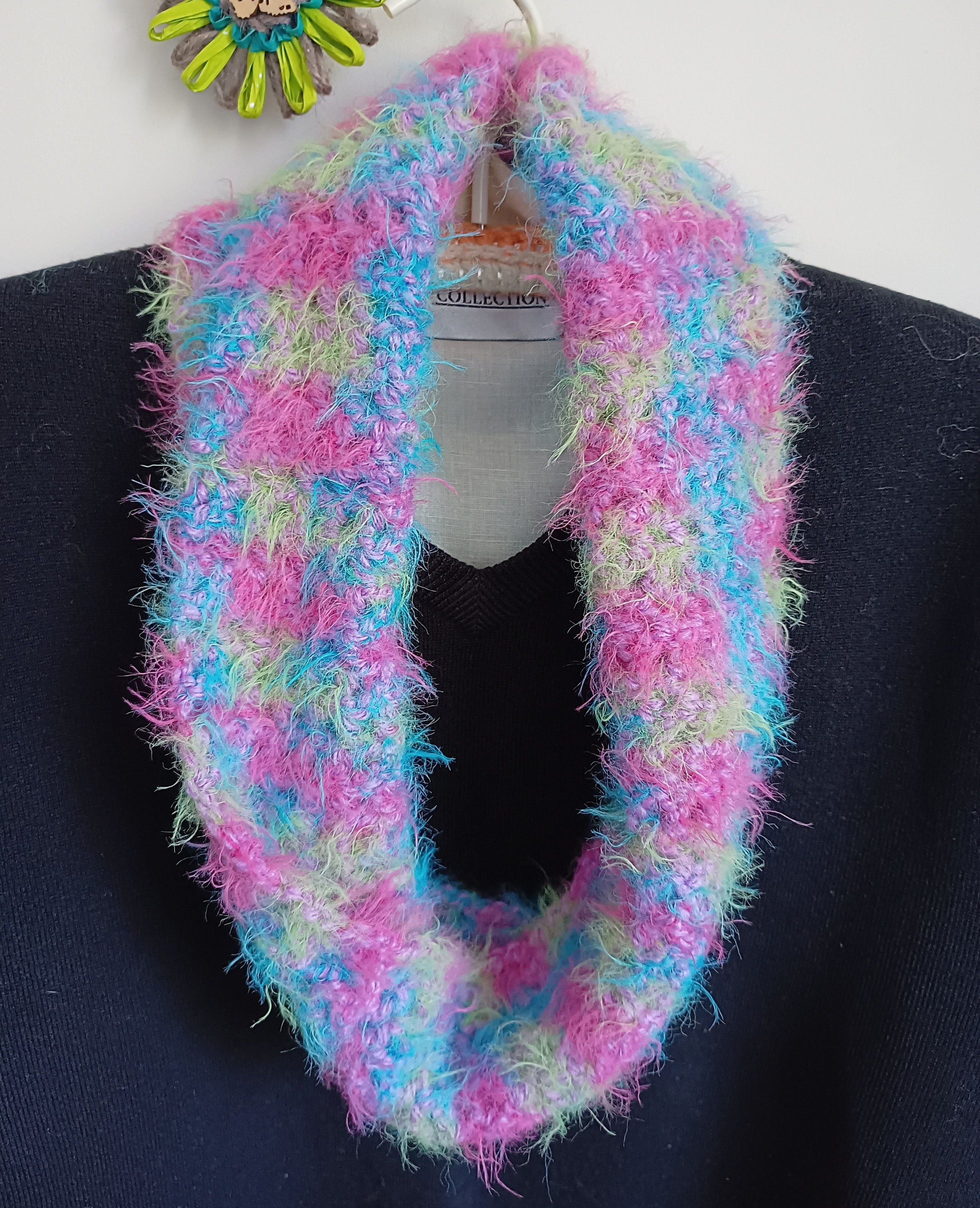 Twisted Fluffy Crochet Mesh Cowls