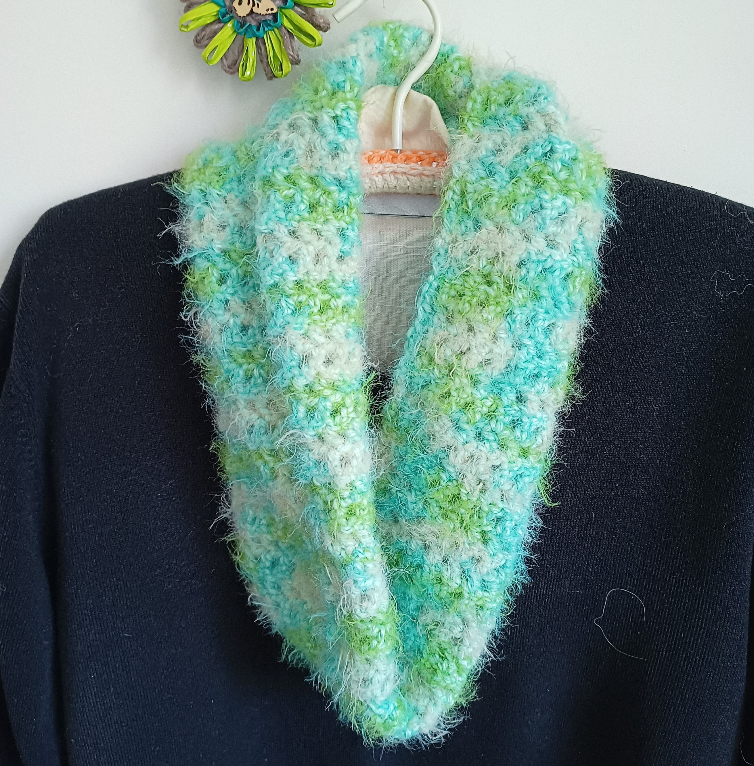 Twisted Fluffy Crochet Mesh Cowls