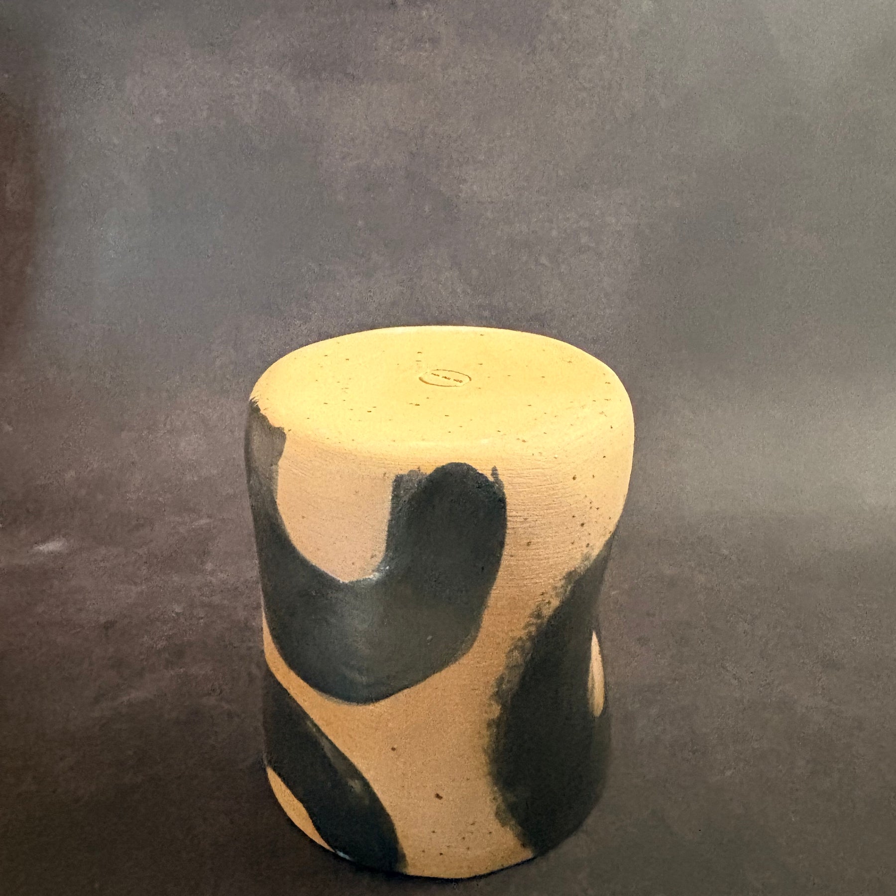 Handmade Stoneware Thumb Mug | Speckled Clay Coffee cup with graphic finish | 320ml