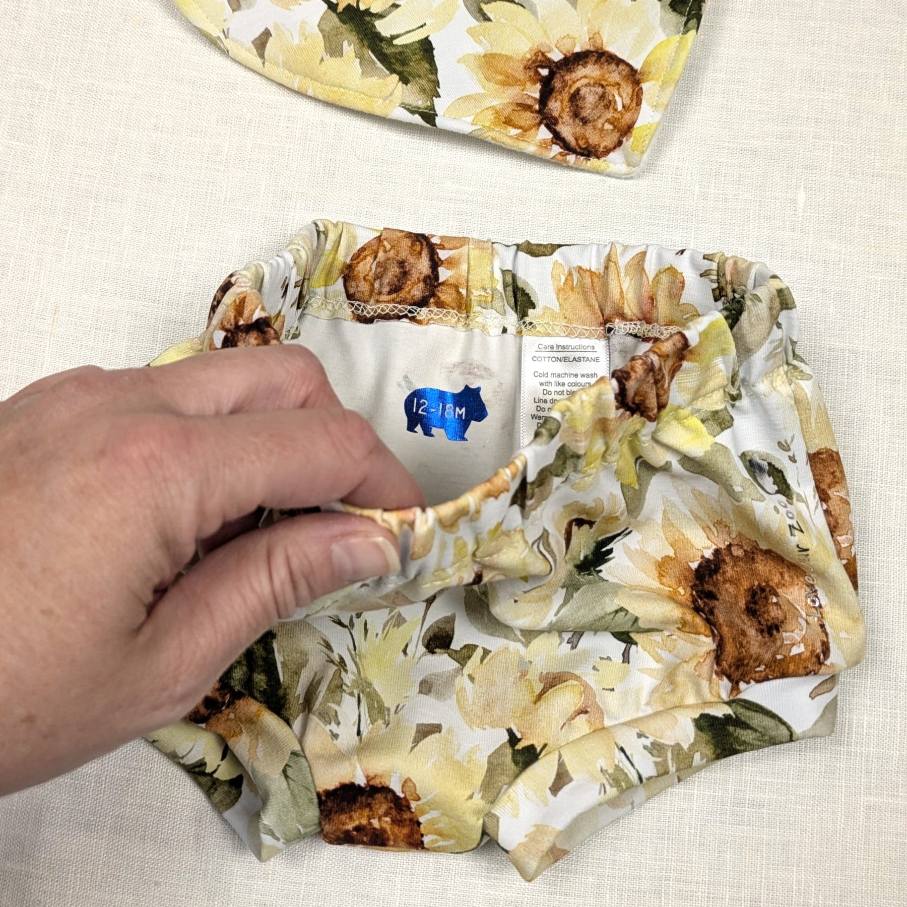 Handmade Bummies and Bib set for baby | Sunflower Collection | size 1