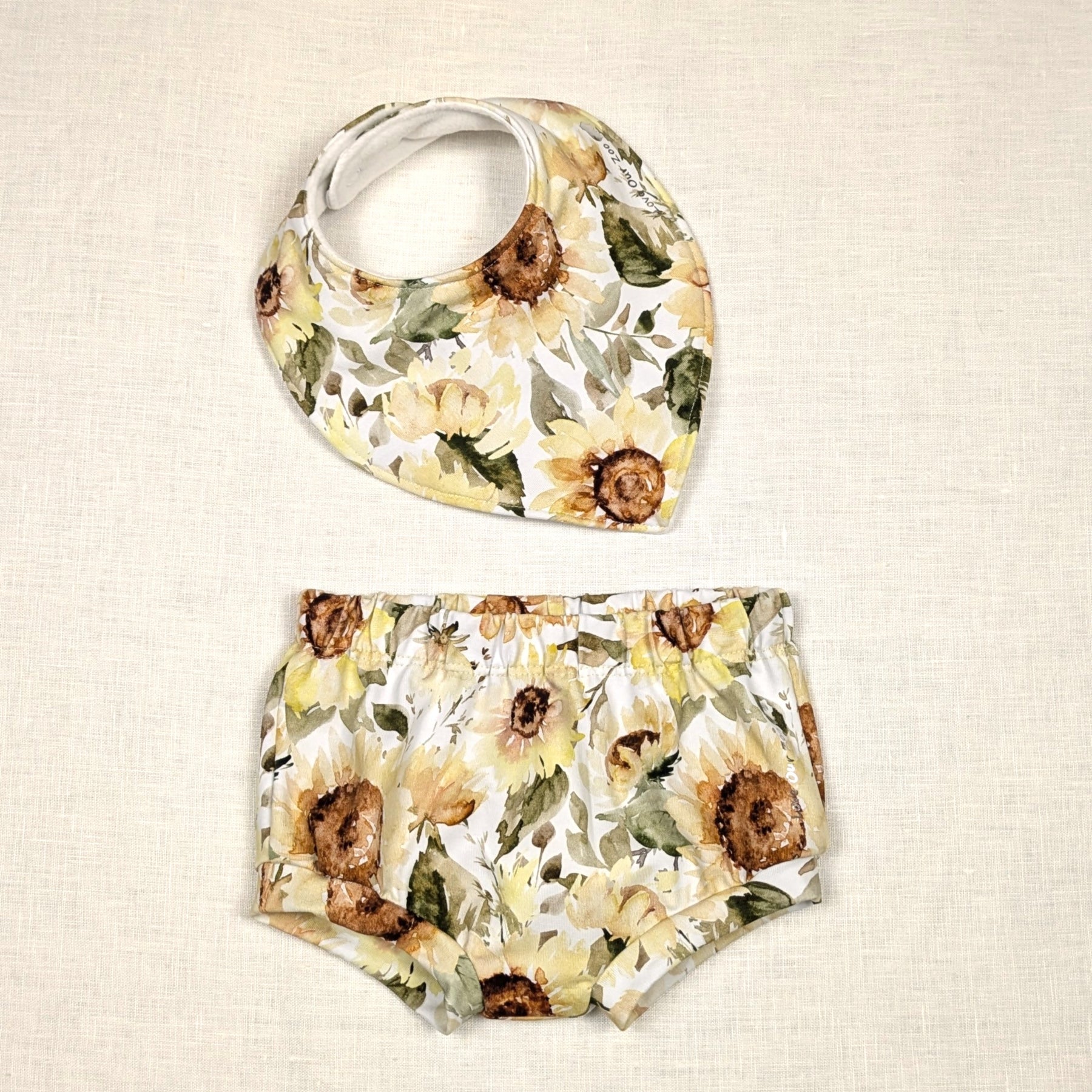 Handmade Bummies and Bib set for baby | Sunflower Collection | size 1