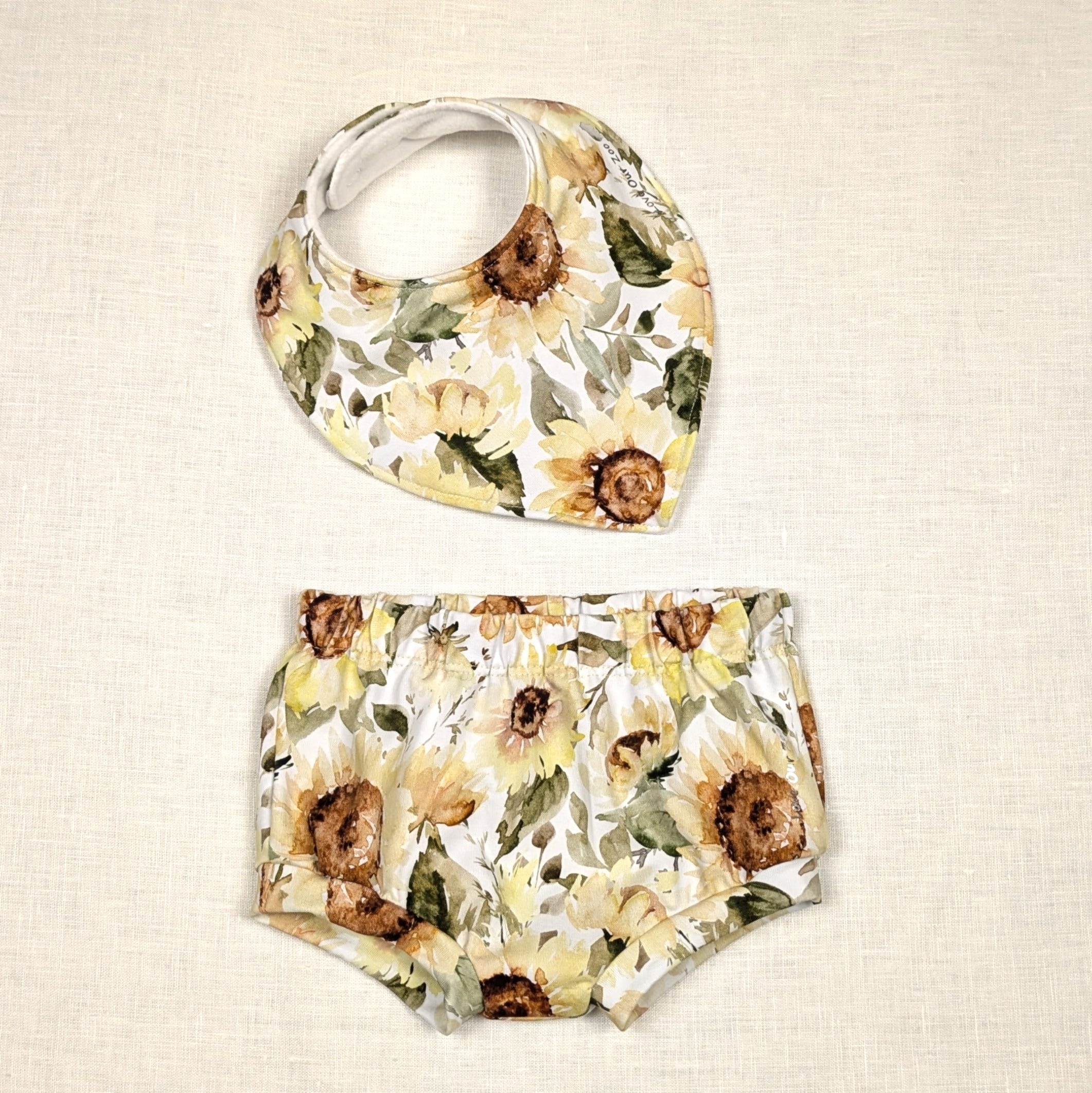 Handmade Bummies and Bib set for baby | Sunflower Collection | size 1