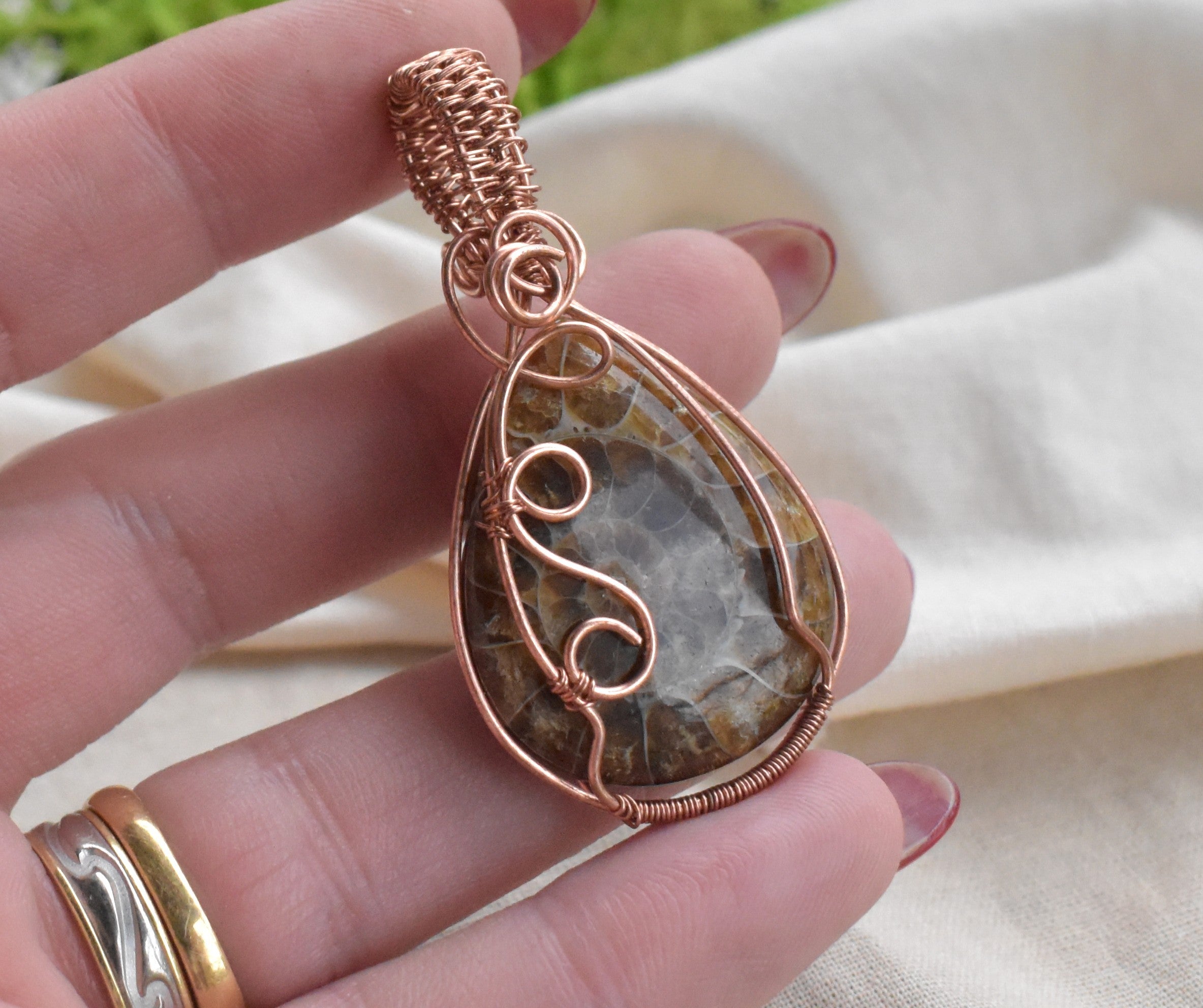 Before – Handcrafted Ammonite Copper Pendant