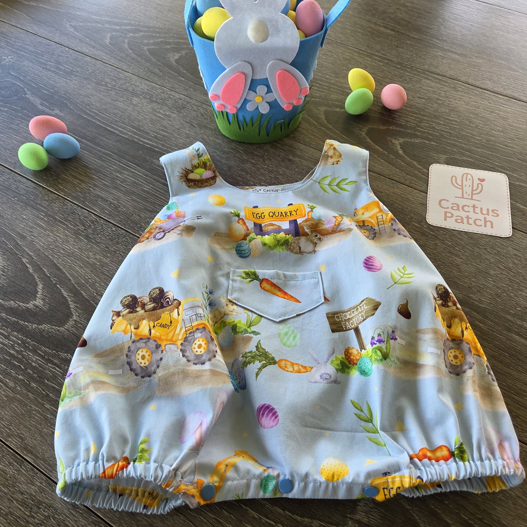 "Egg Quarry Crew" Easter Bubble Romper - 0-3 Months