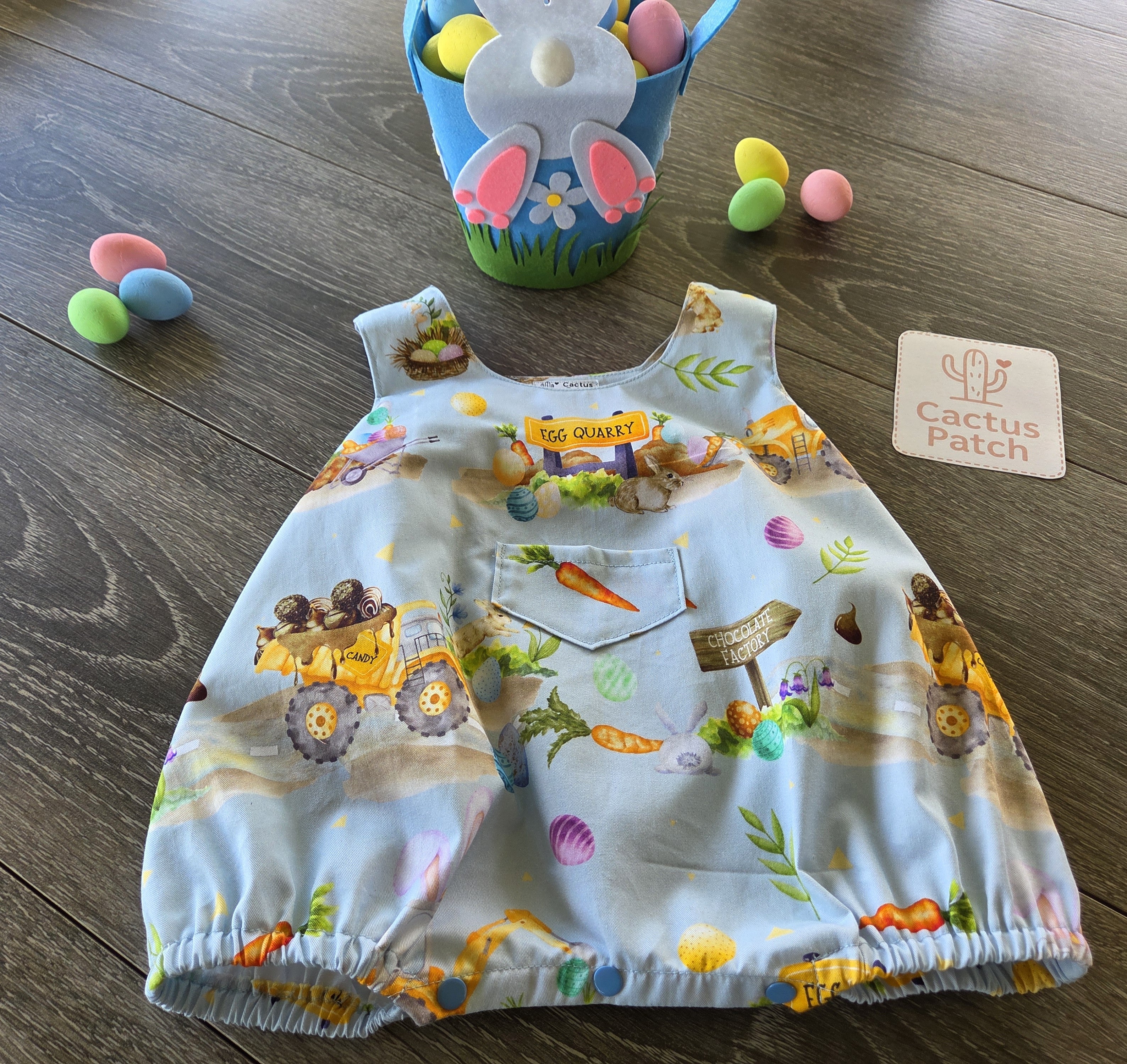"Egg Quarry Crew" Easter Bubble Romper - 0-3 Months