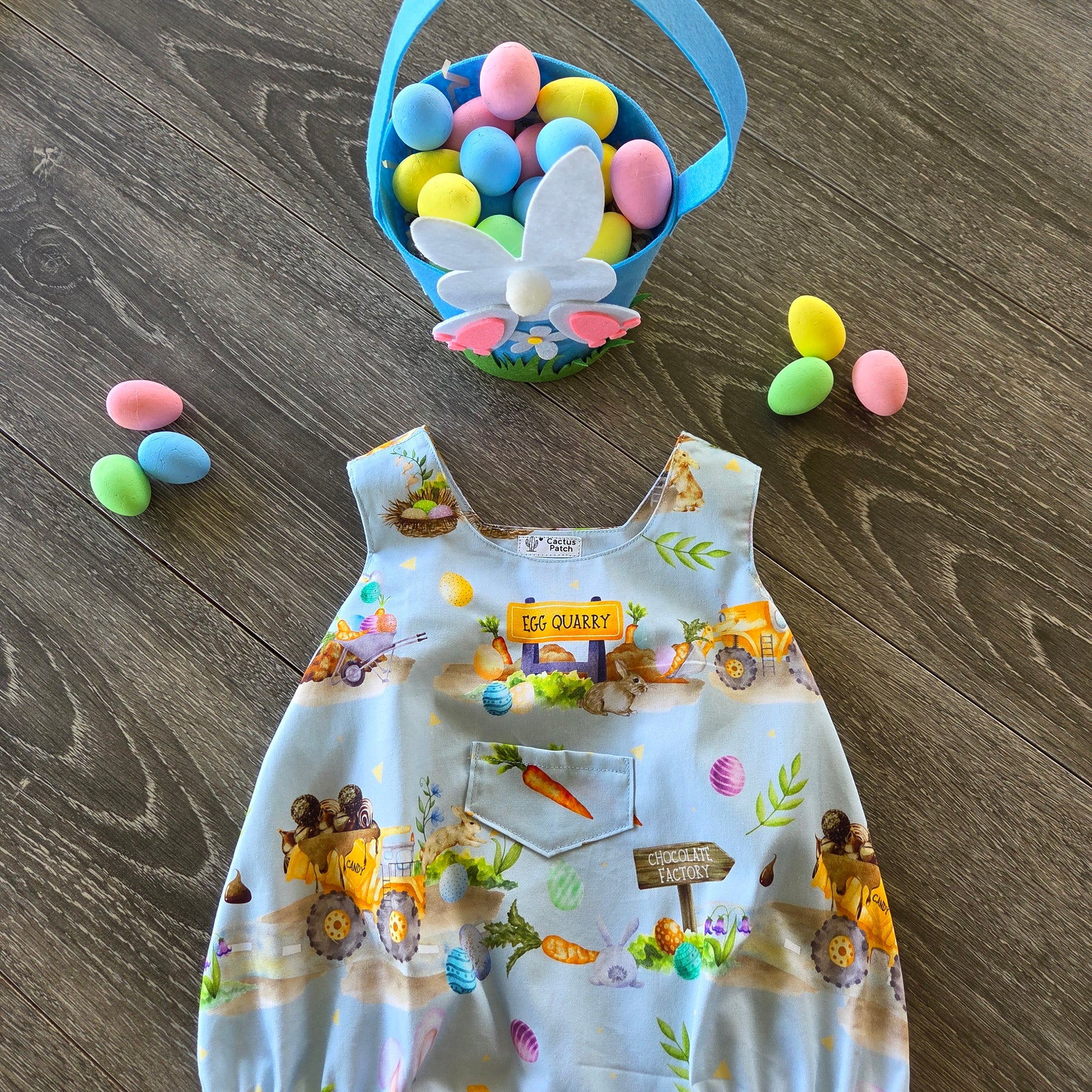 "Egg Quarry Crew" Easter Bubble Romper - 0-3 Months