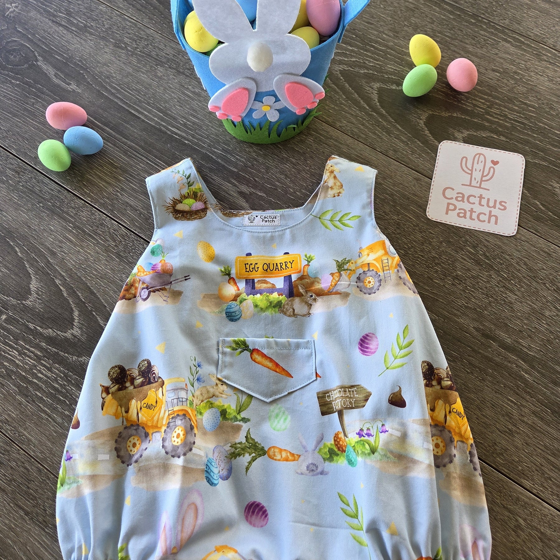 "Egg Quarry Crew" Easter Bubble Romper - 0-3 Months