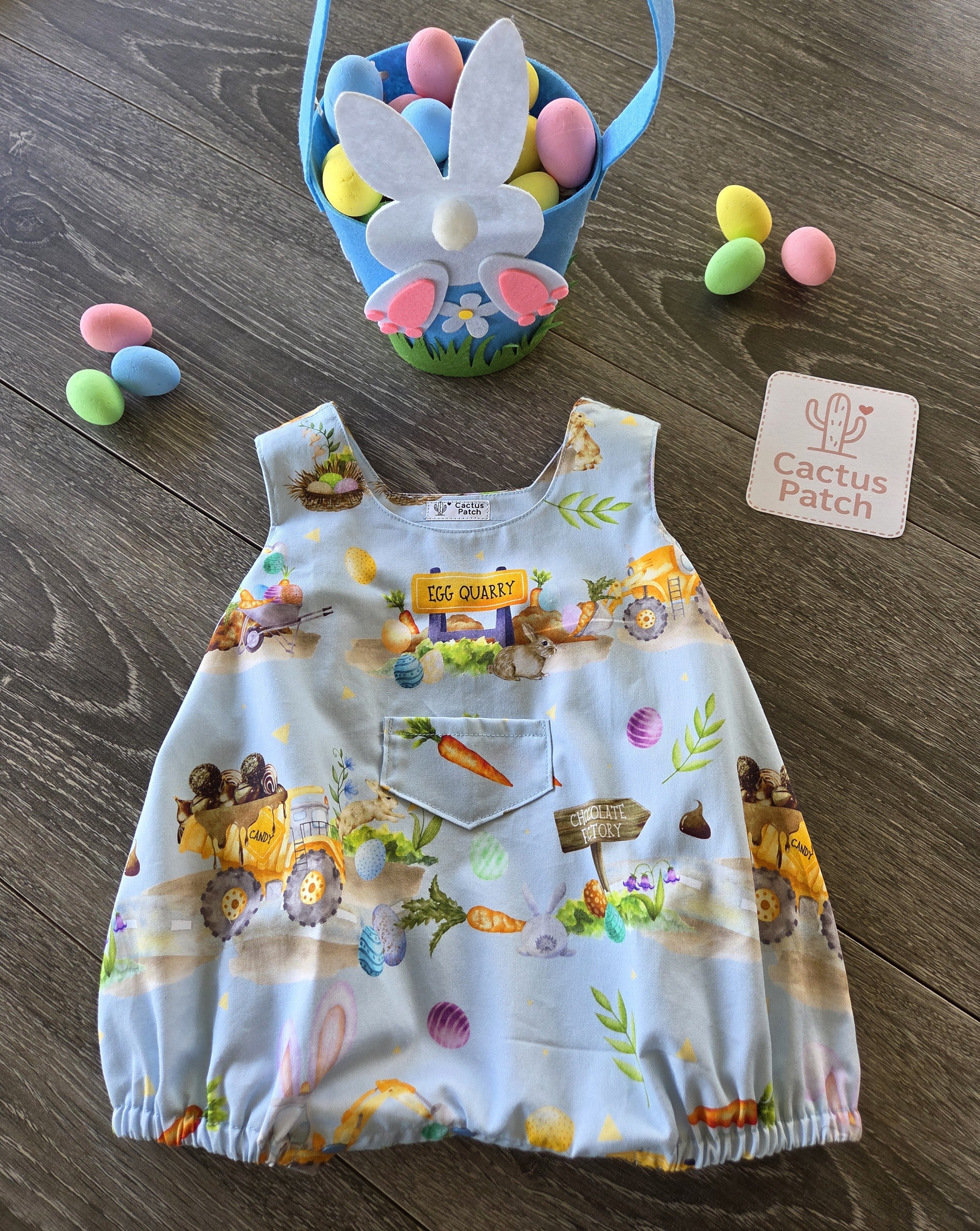 "Egg Quarry Crew" Easter Bubble Romper - 0-3 Months