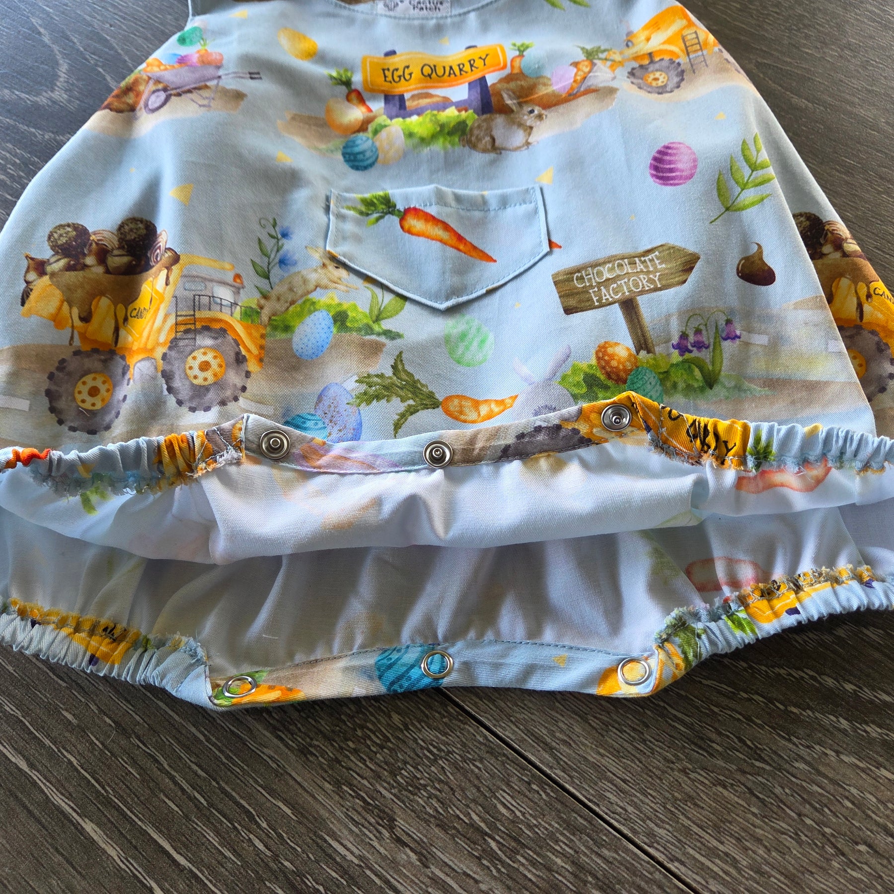"Egg Quarry Crew" Easter Bubble Romper - 0-3 Months