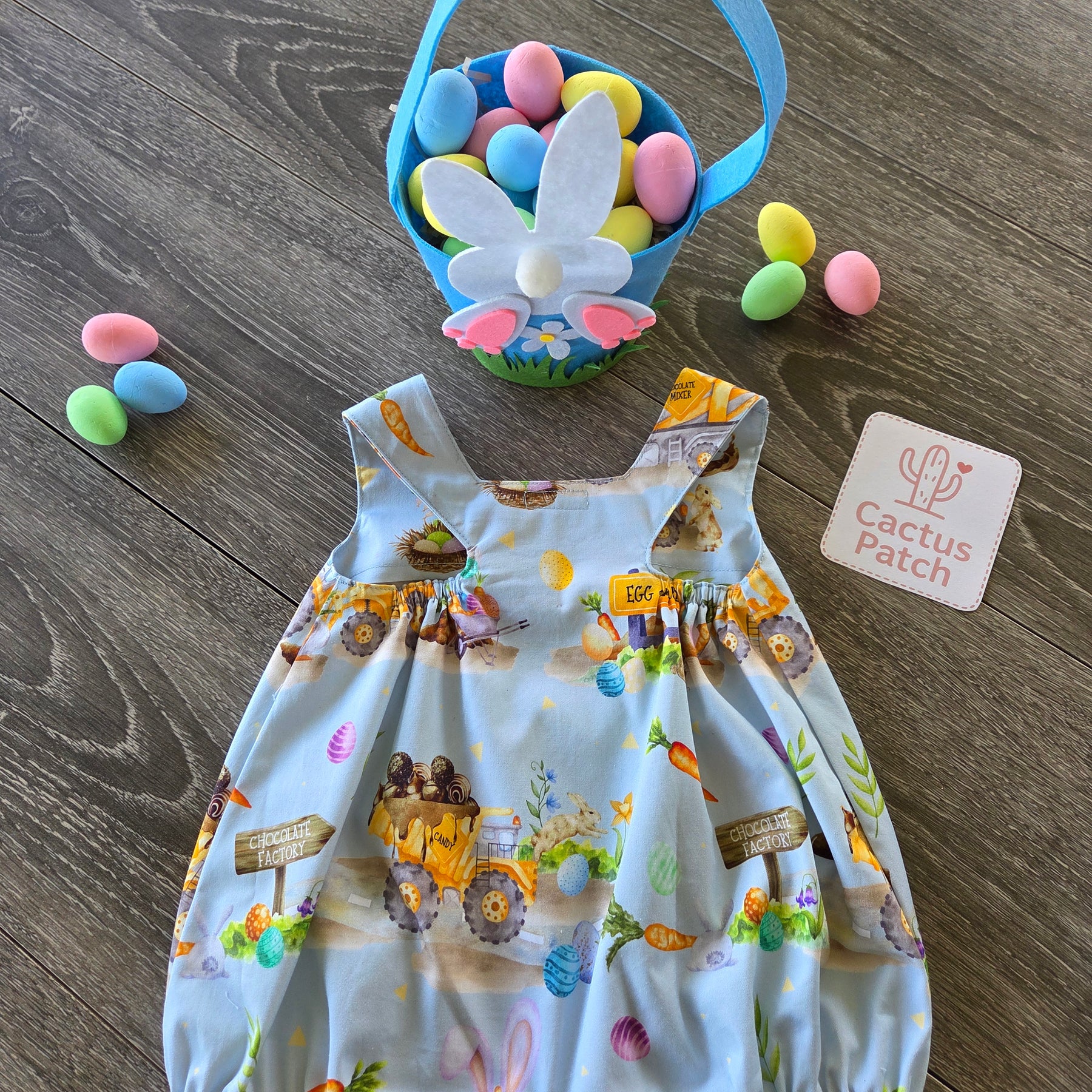 "Egg Quarry Crew" Easter Bubble Romper - 0-3 Months
