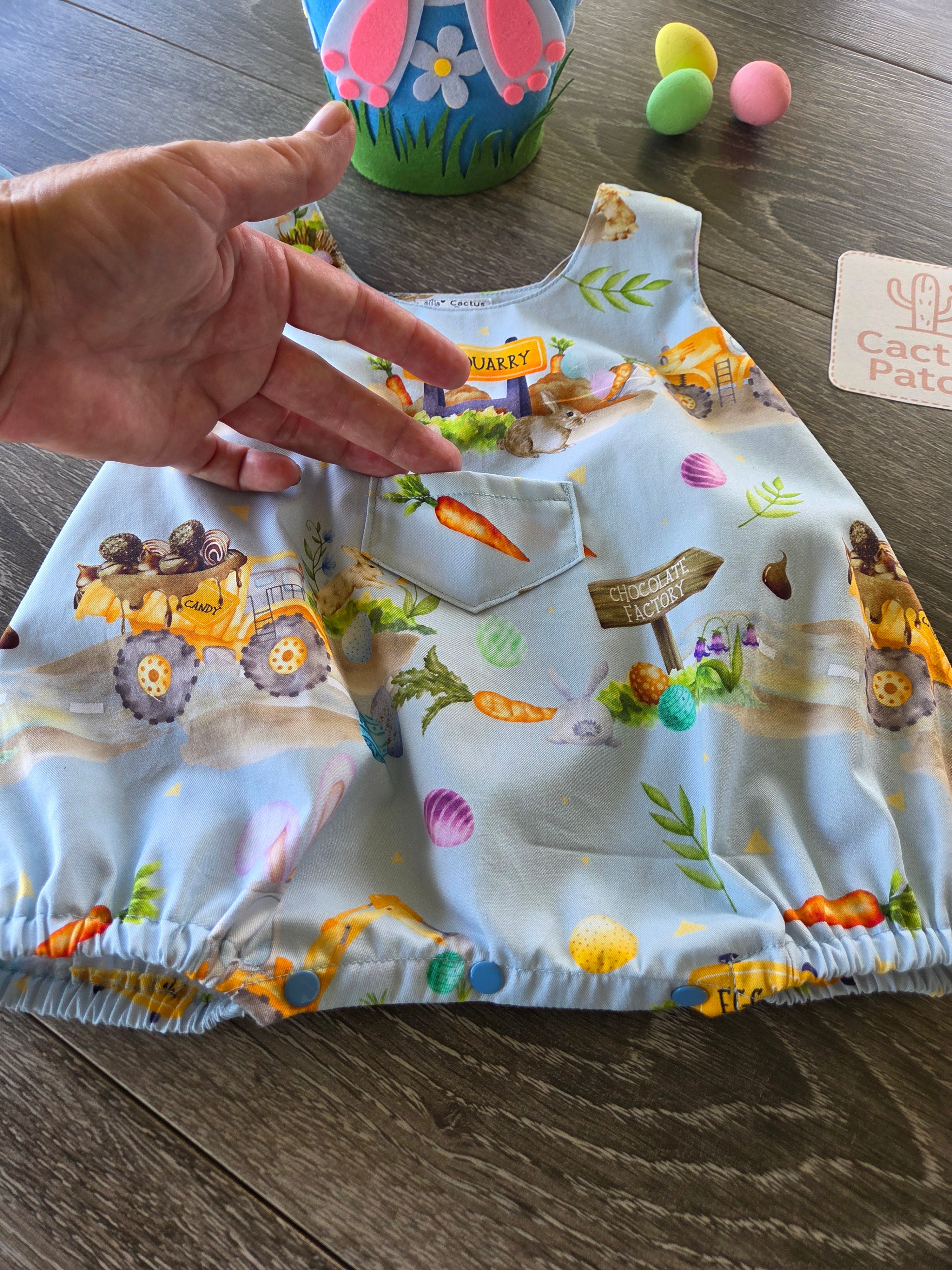 "Egg Quarry Crew" Easter Bubble Romper - 0-3 Months