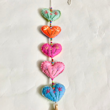 Sweet Felt and Bead Heart Dangle