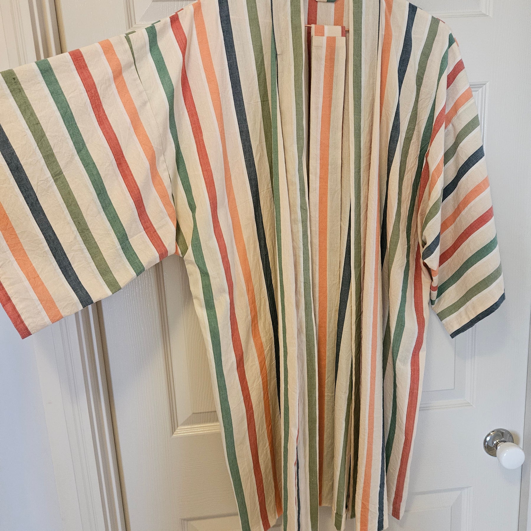 Dressing Gown 100% Cotton Summer Stripe