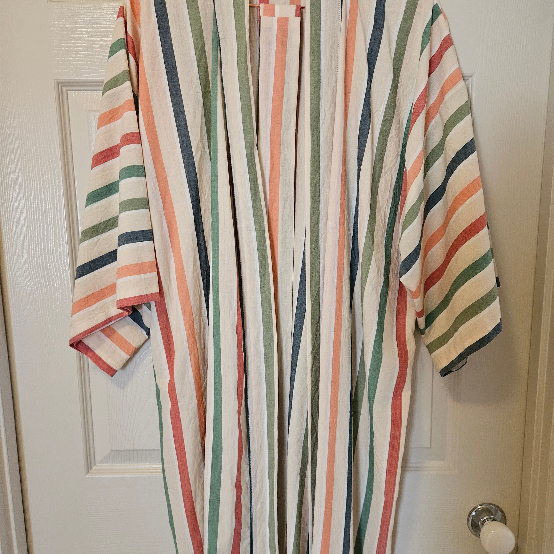 Dressing Gown 100% Cotton Summer Stripe