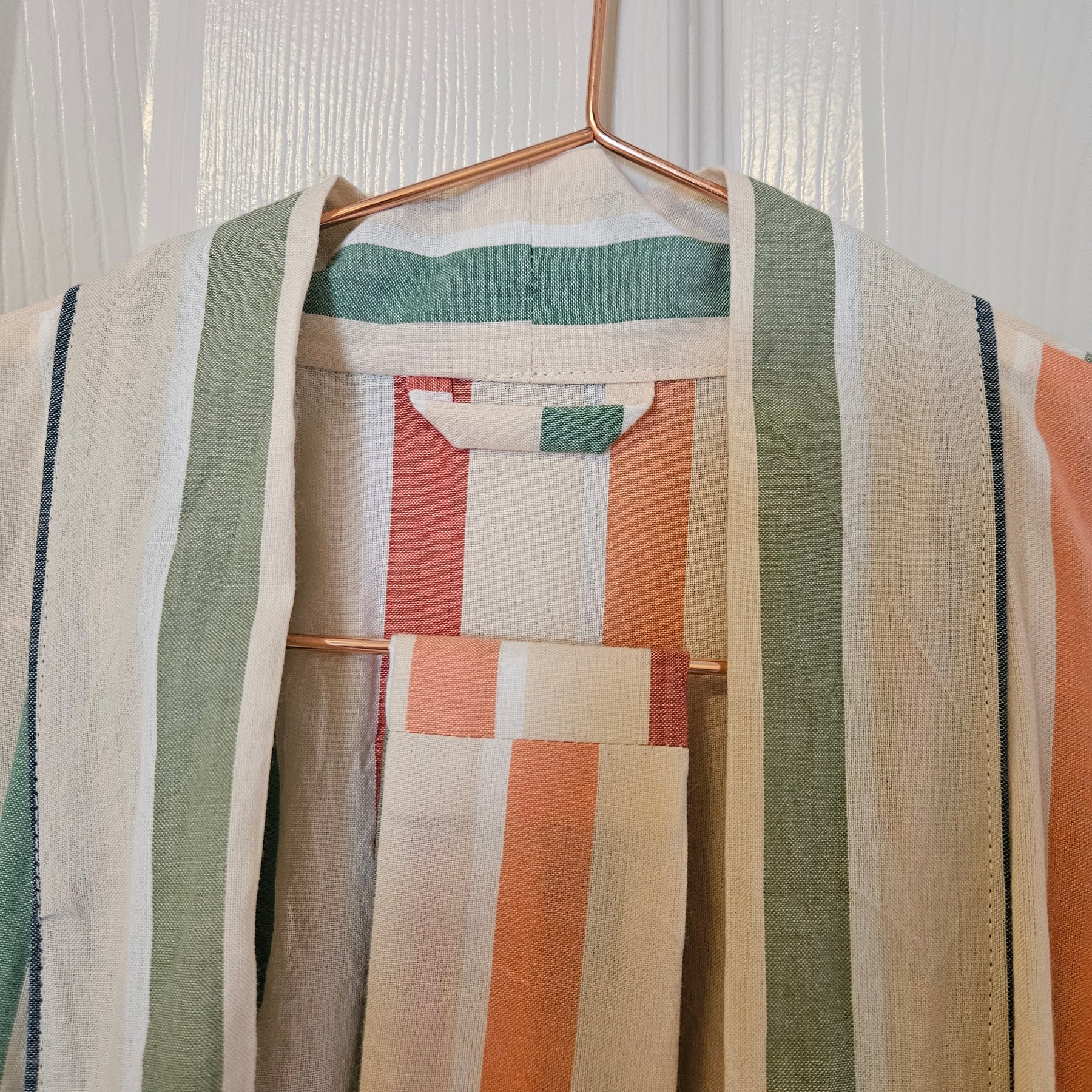 Dressing Gown 100% Cotton Summer Stripe