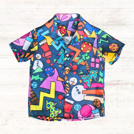Kids 90s Christmas Button Up Shirt Size 4- Ready To Ship!