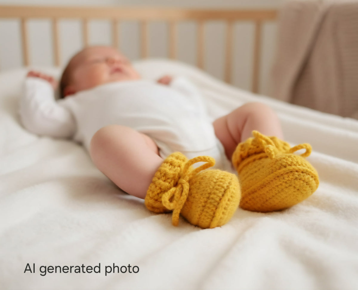 Baby Booties |Mustard | Newborn | Crochet | Knit | Shoes | Socks