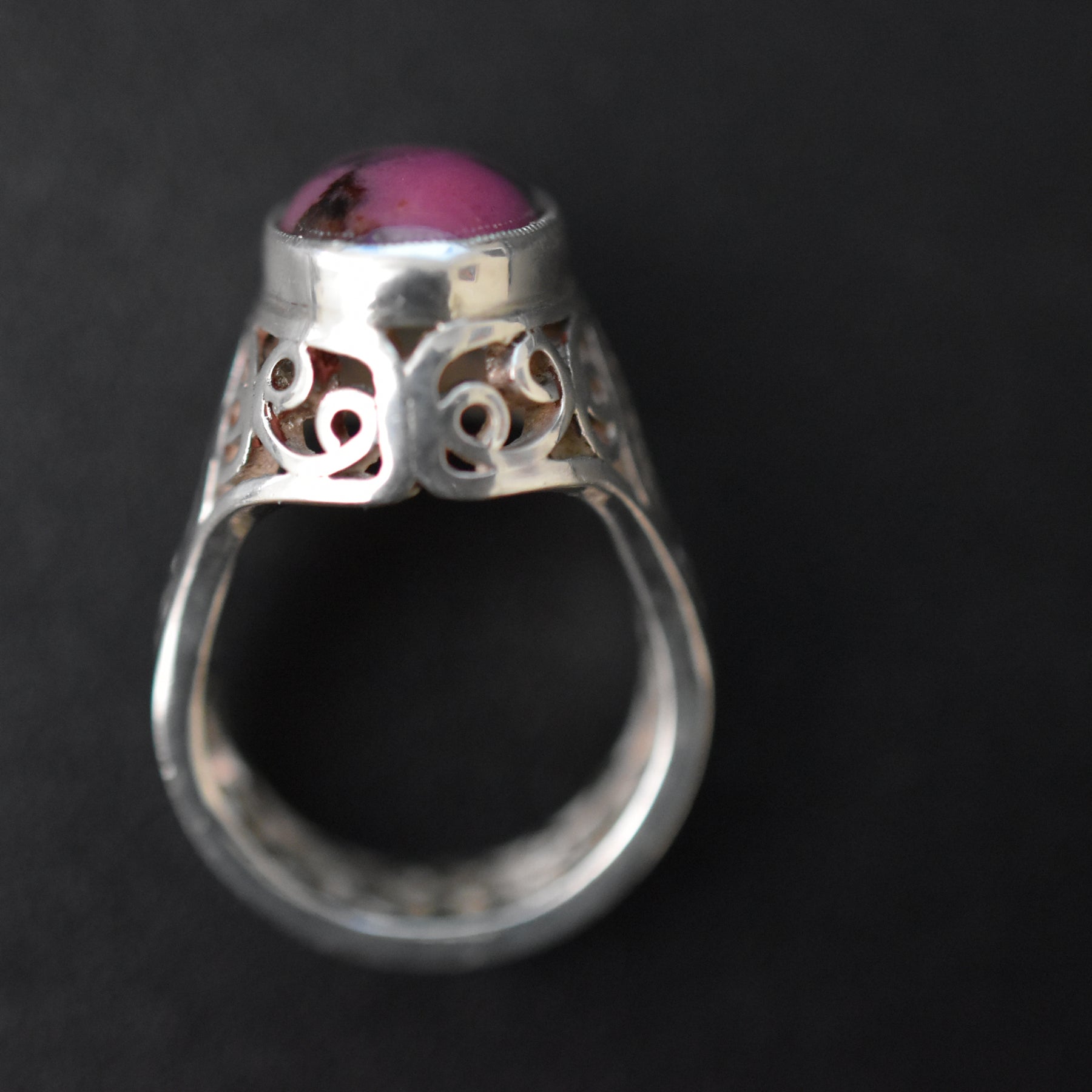 Rhodonite Ring size 16.5mm filigree design