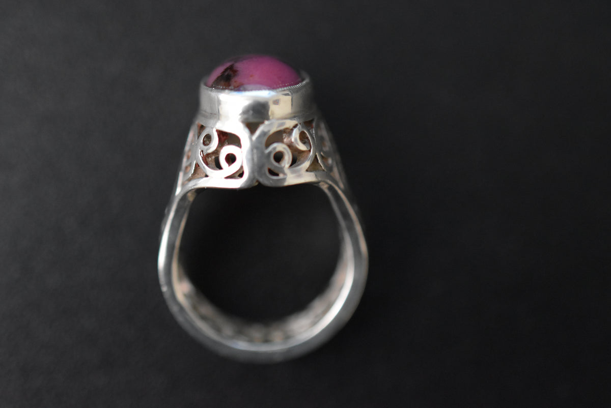 Rhodonite Ring size 16.5mm filigree design