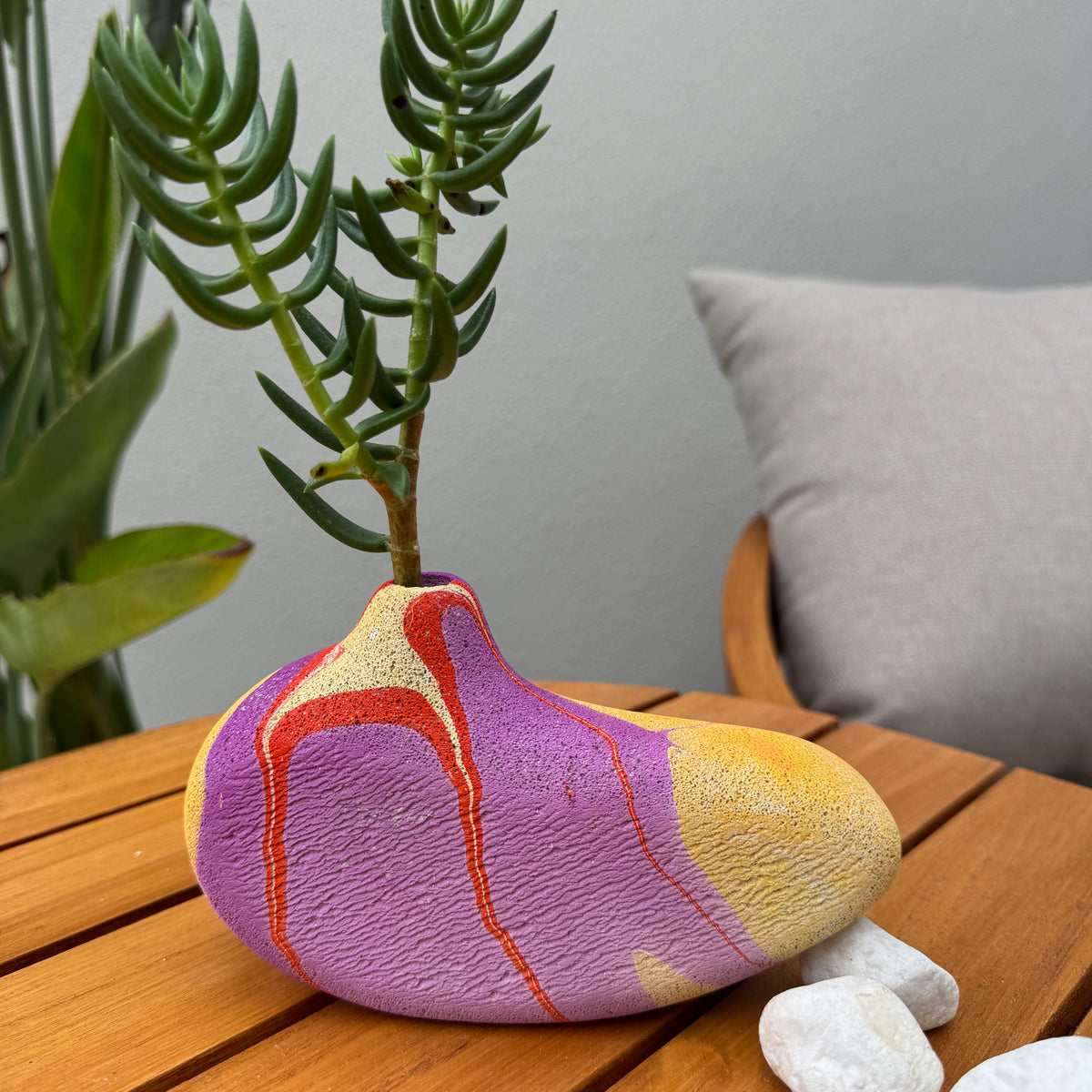 Lava Bird hand sculpted concrete test tube vase