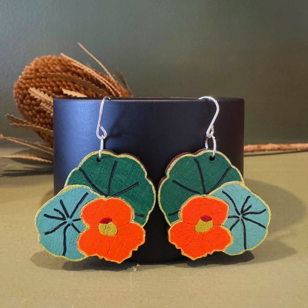 Nasturtium Hand Painted Earrings