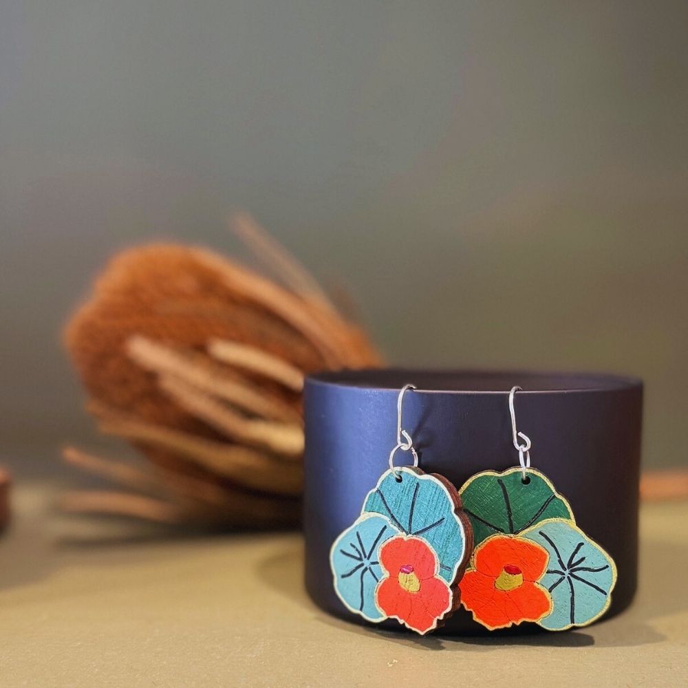 Nasturtium Hand Painted Earrings