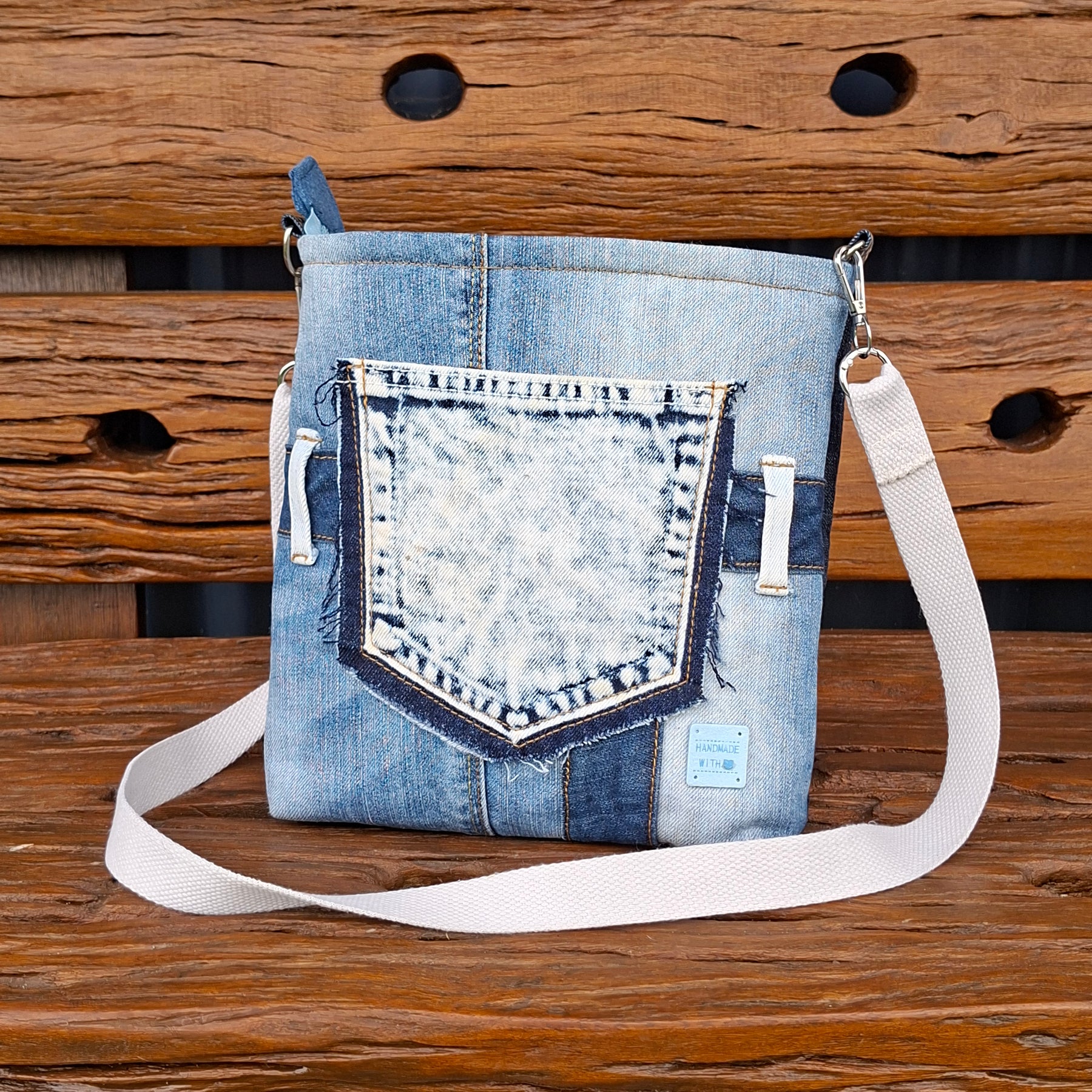 Denim Pocket Upcycle Unisex Crossbody Bag