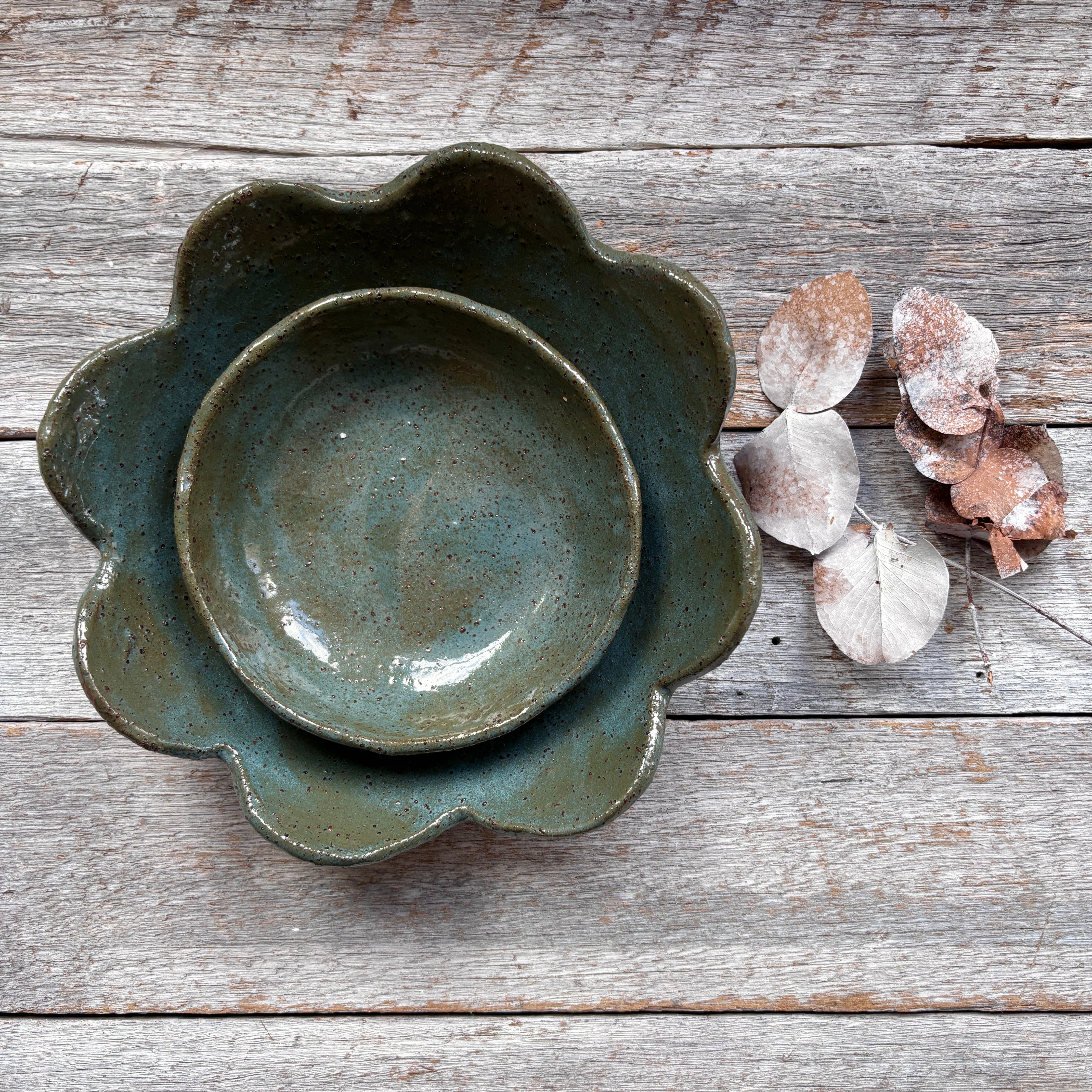 Teal Rustic Ceramic Bowls | Set of 2 | SPRING SALE BUNDLE |