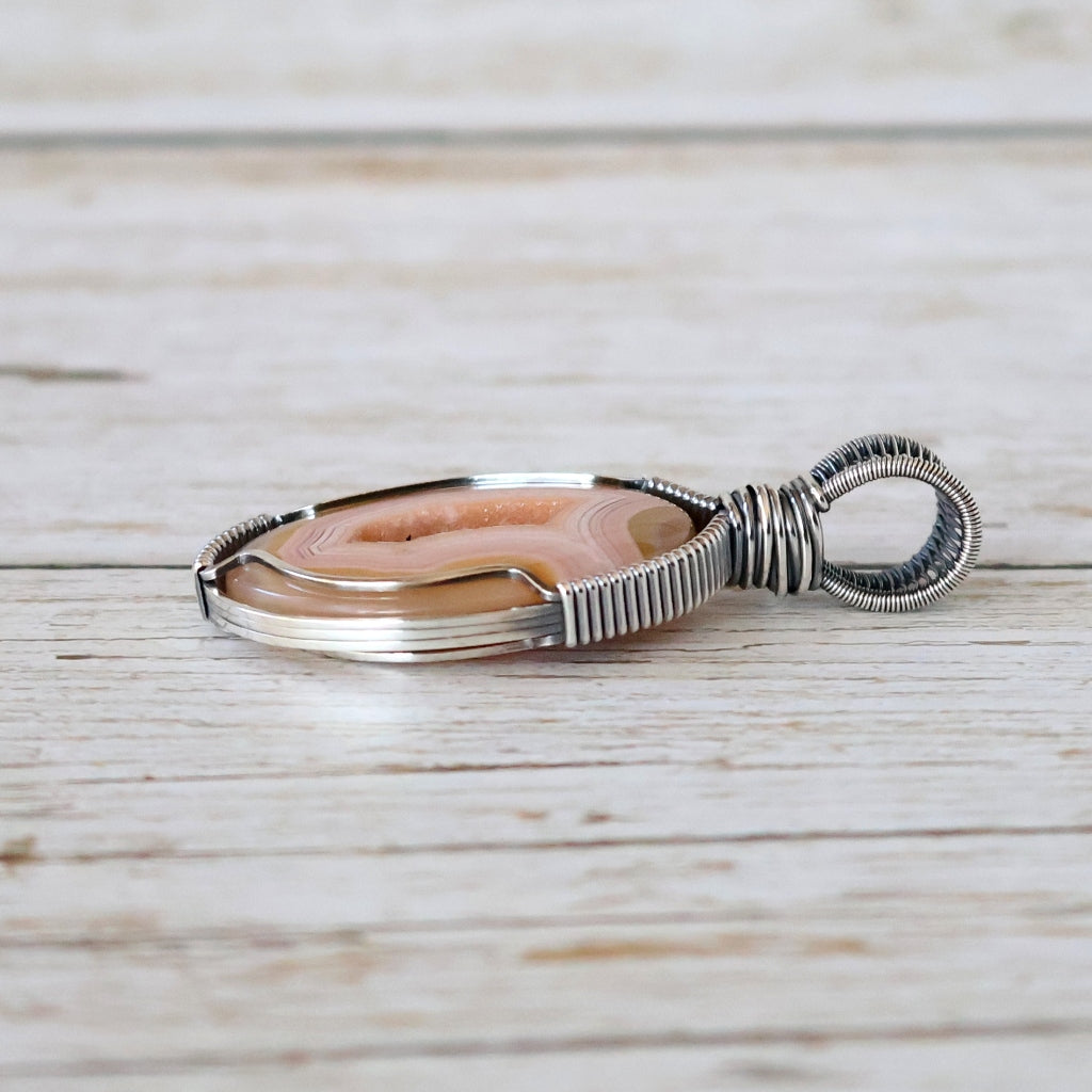 Sterling Silver Drusy Agate Pendant ~ Peek-a-boo!