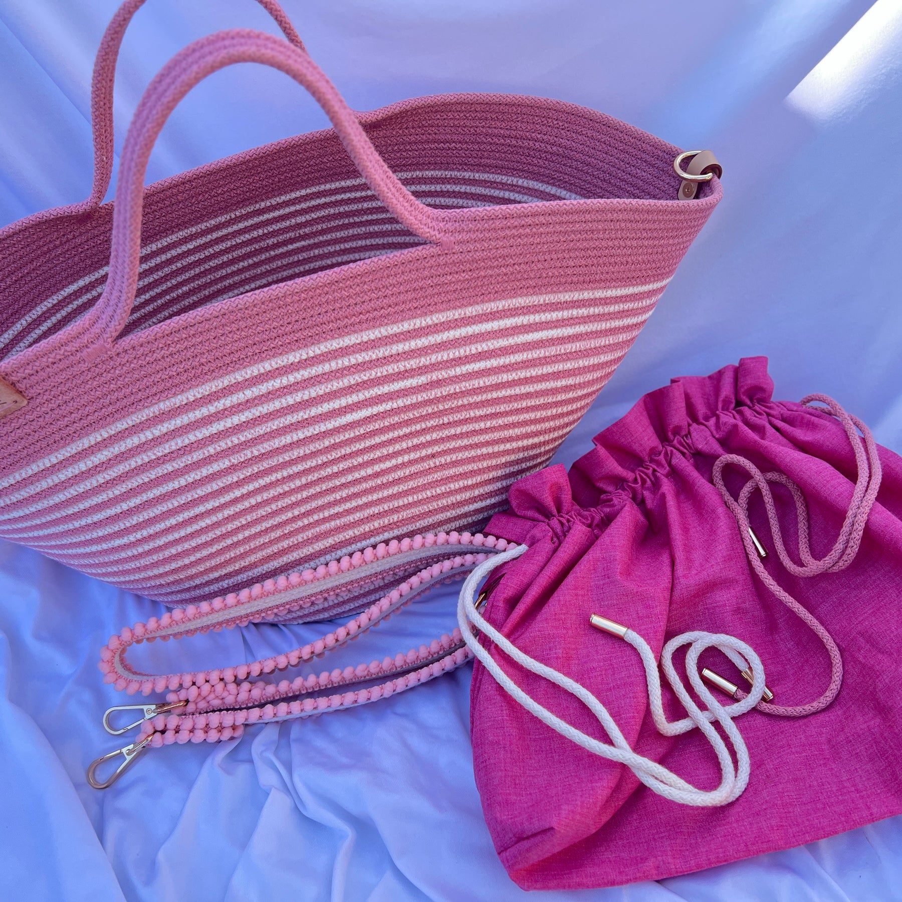 Pink Blossom Rope Handbag