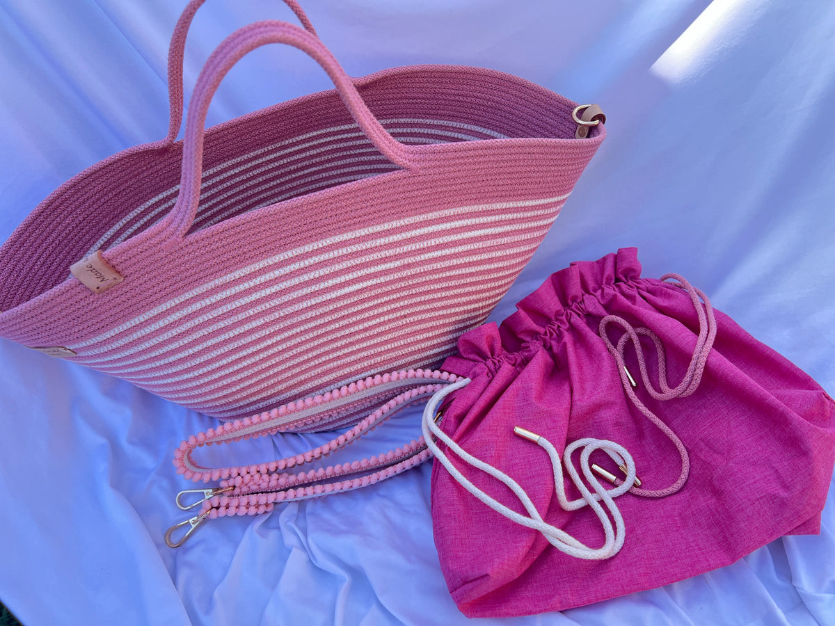 Pink Blossom Rope Handbag