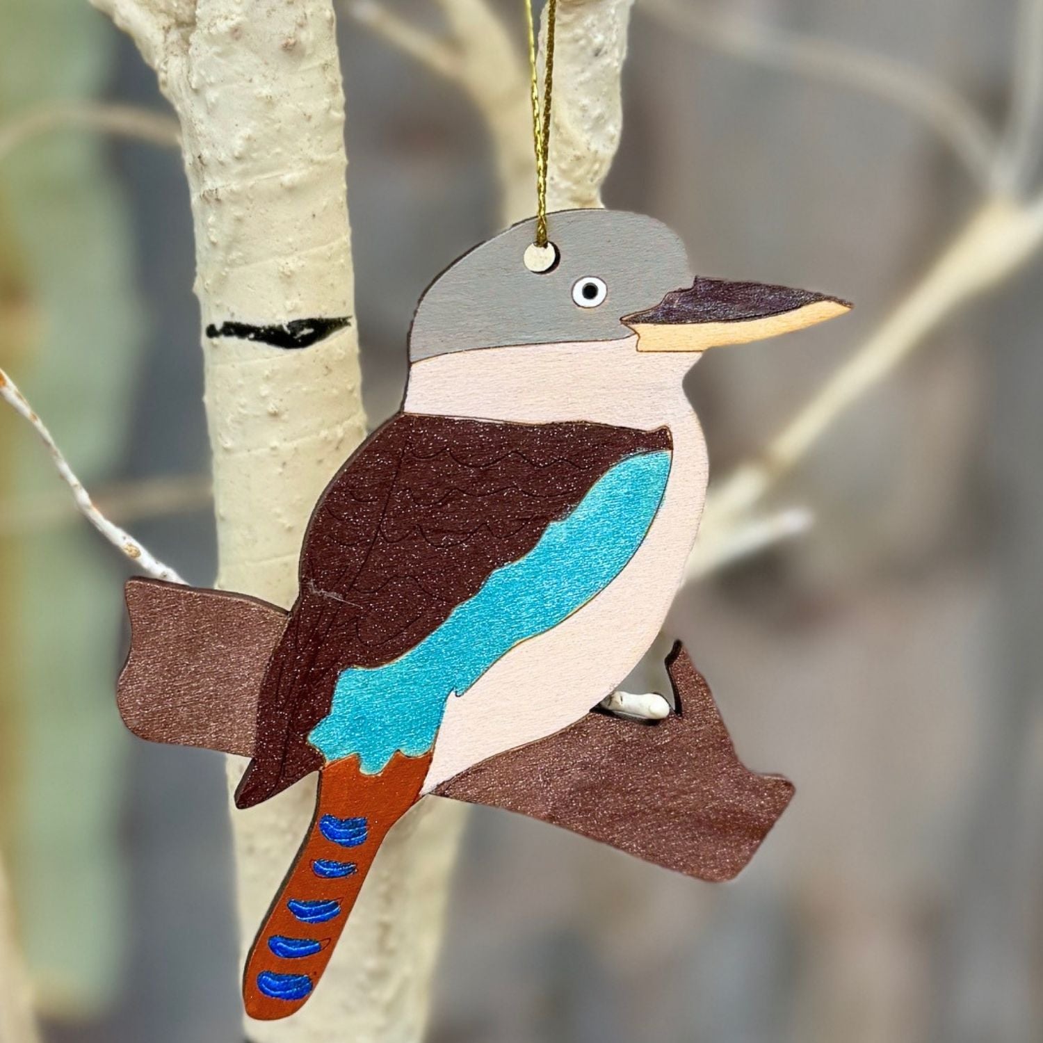 Laughing Kookaburra Hand Painted Australiana Christmas Decoration