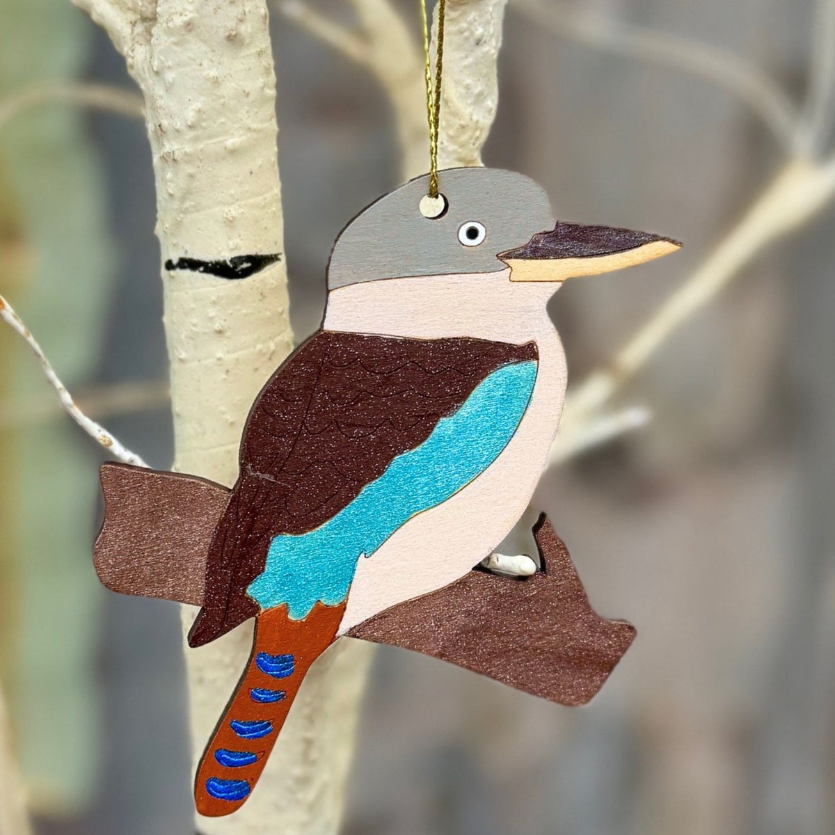 Laughing Kookaburra Hand Painted Australiana Christmas Decoration