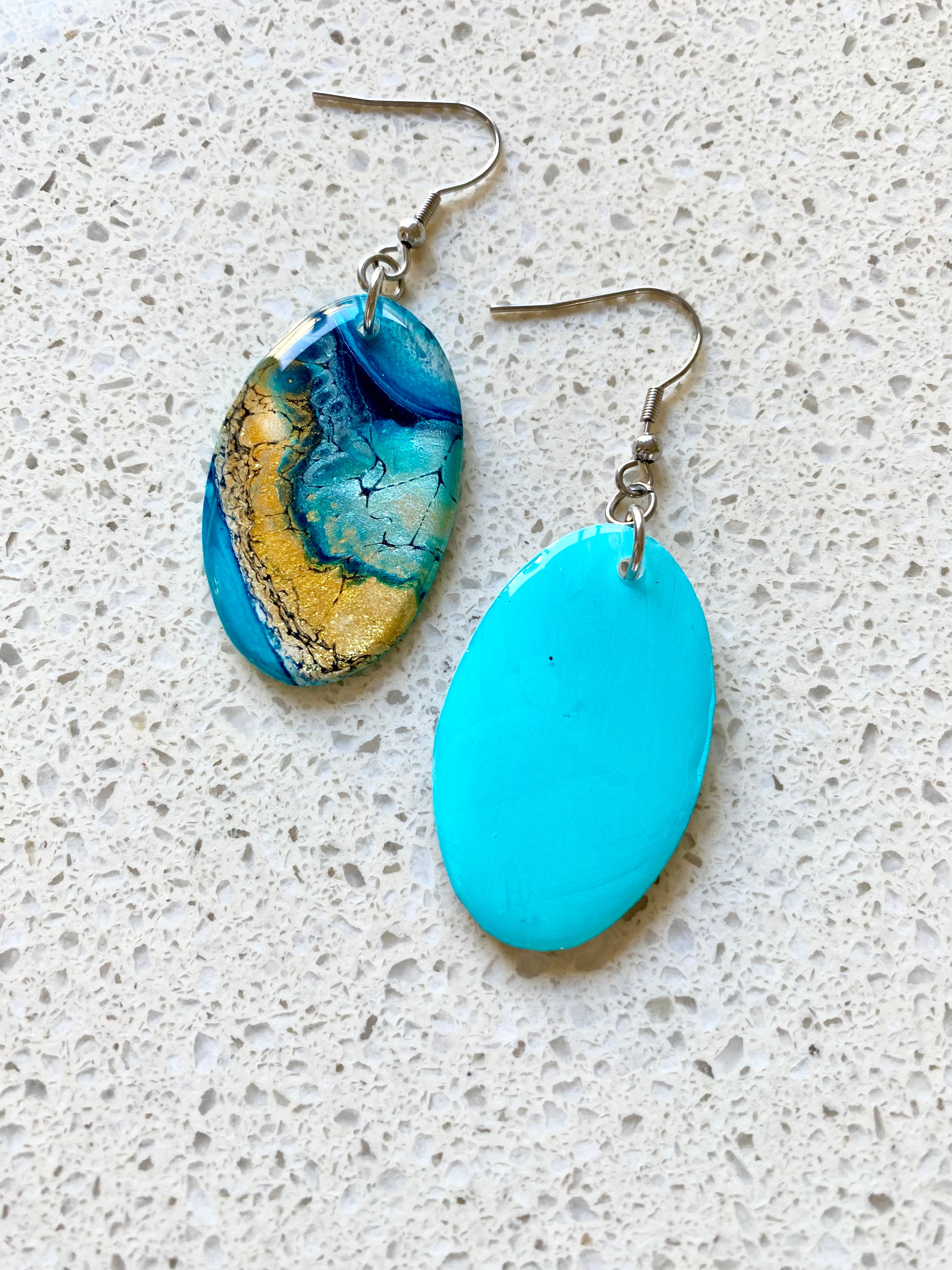 Ocean Inspired Hand Painted Earrings
