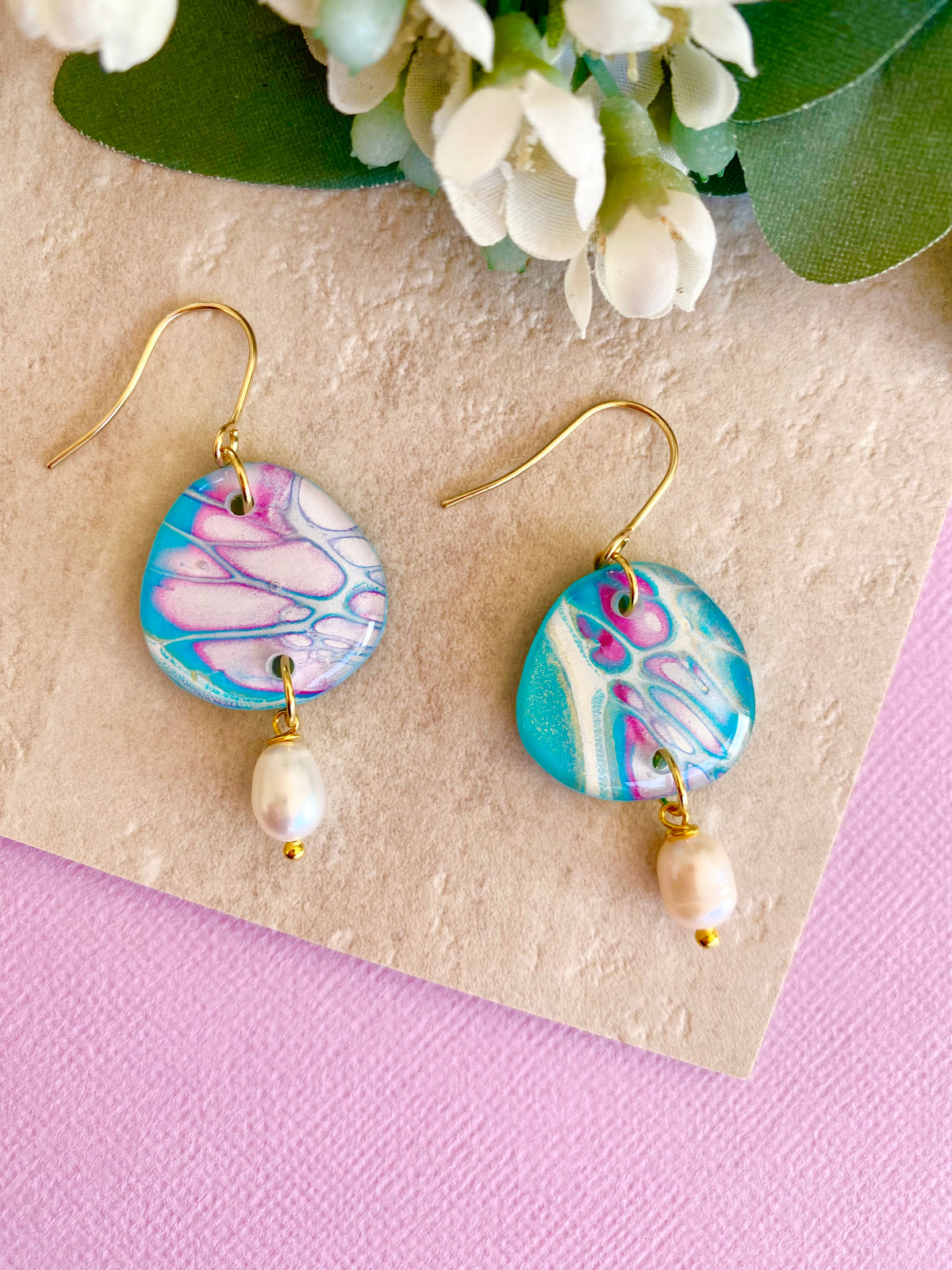 Artisan Freshwater Pearls and Art Earrings