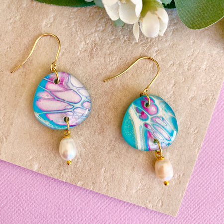 Artisan Freshwater Pearls and Art Earrings