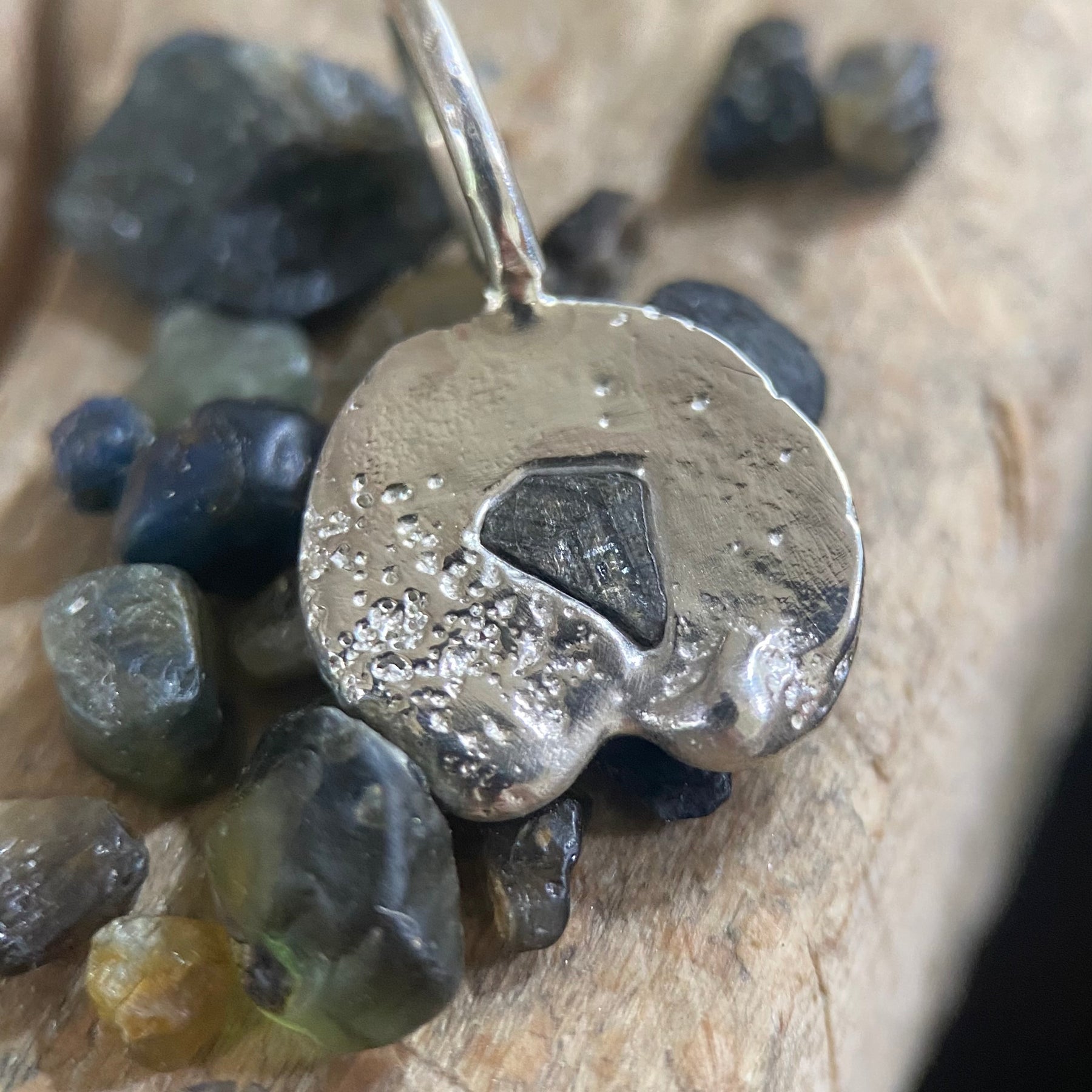 Raw Australian Sapphire Rockpool Pendant in Sterling Silver
