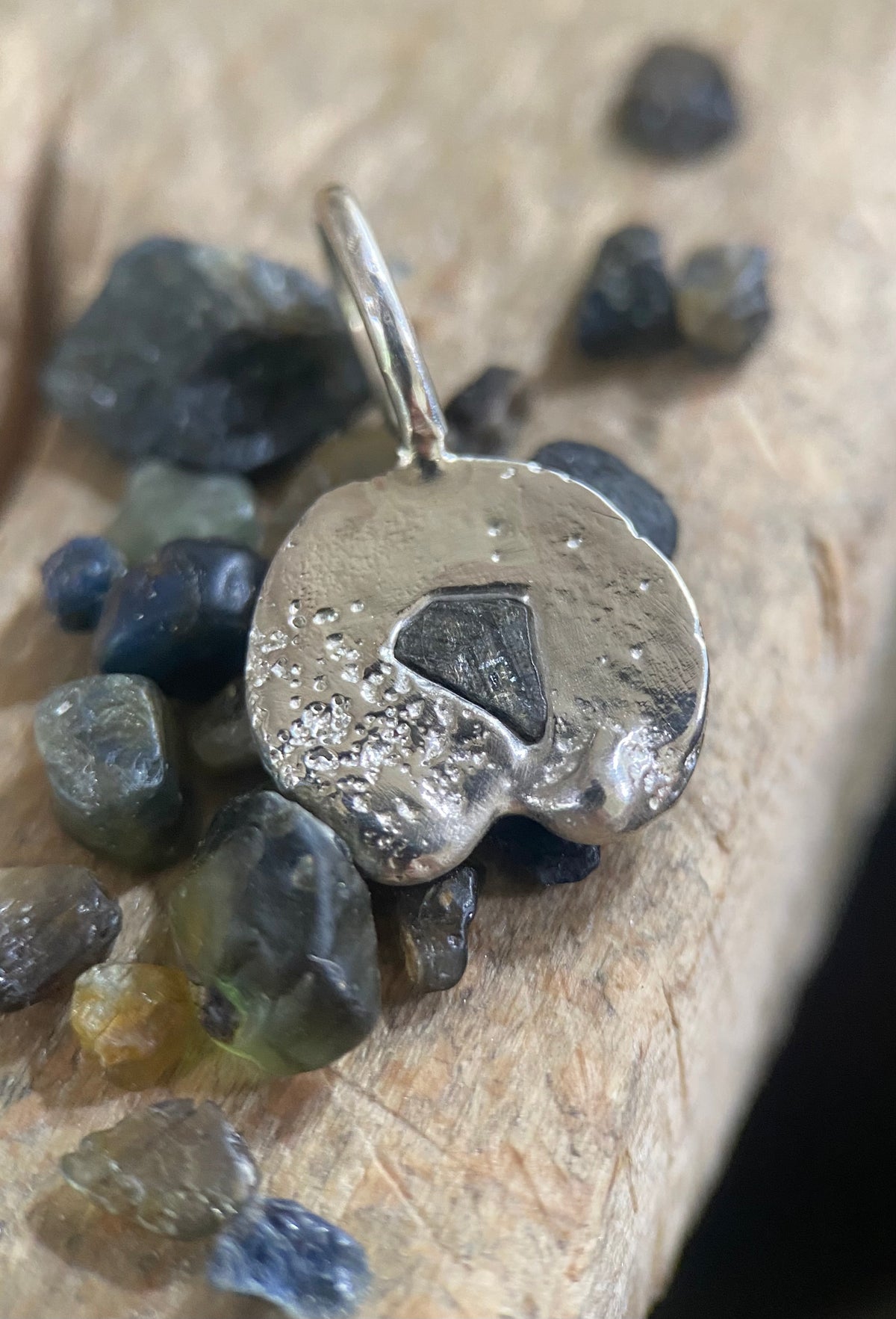 Raw Australian Sapphire Rockpool Pendant in Sterling Silver