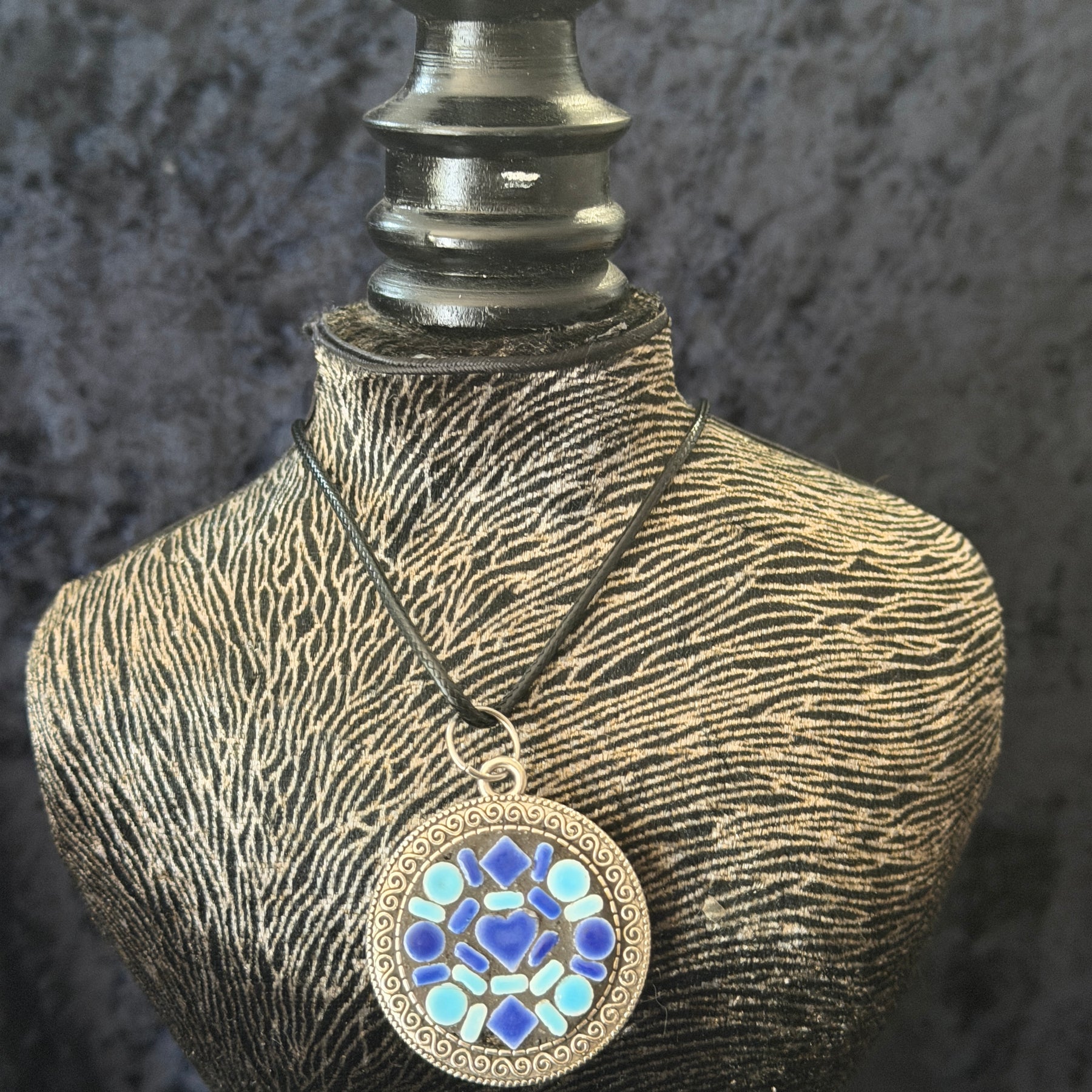 Mosaic Round Silver Pendant