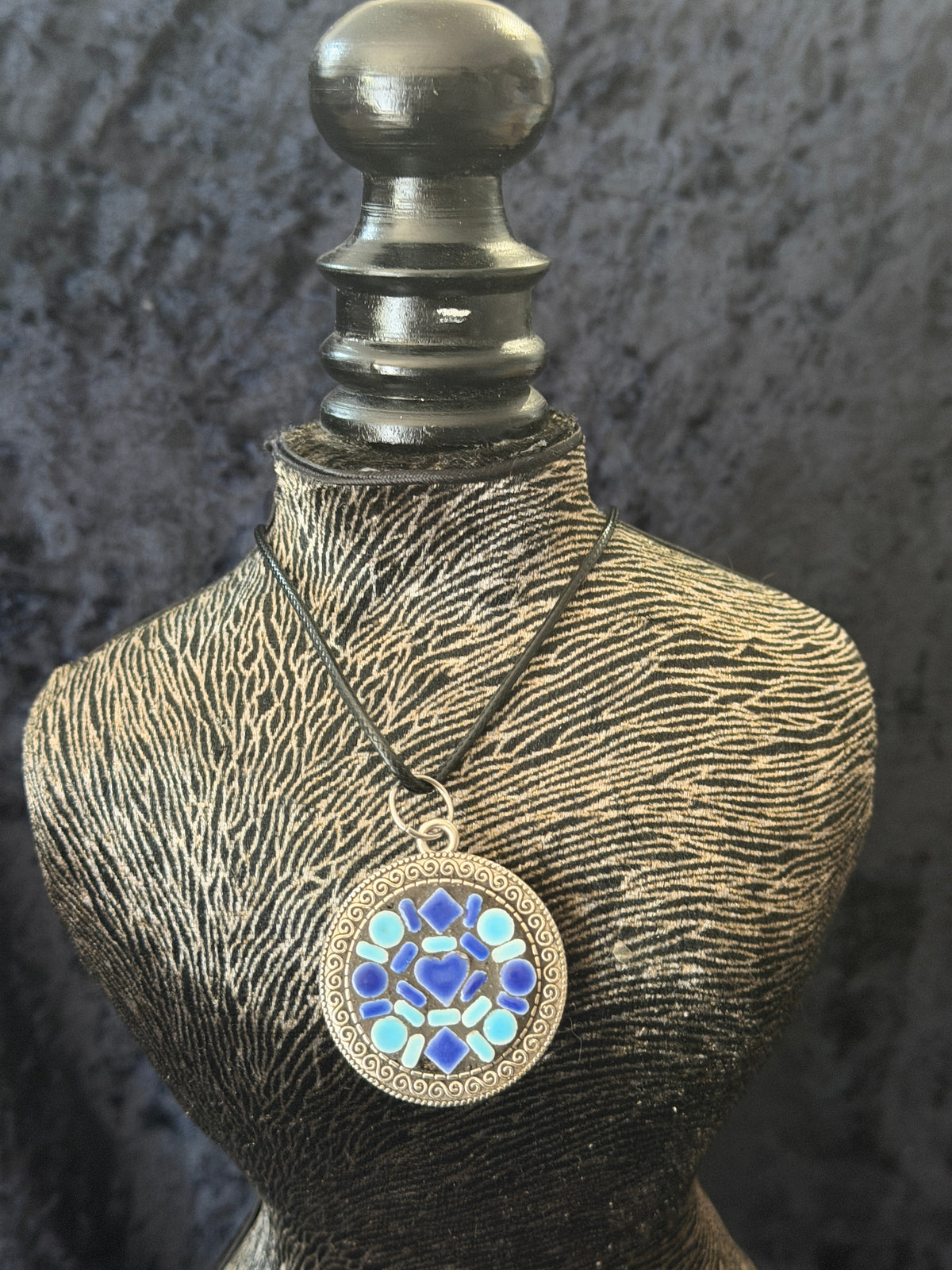 Mosaic Round Silver Pendant