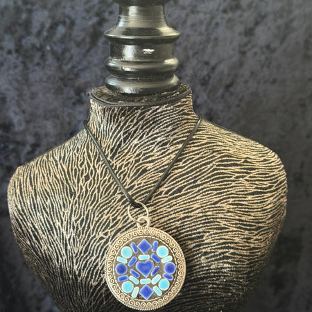 Mosaic Round Silver Pendant