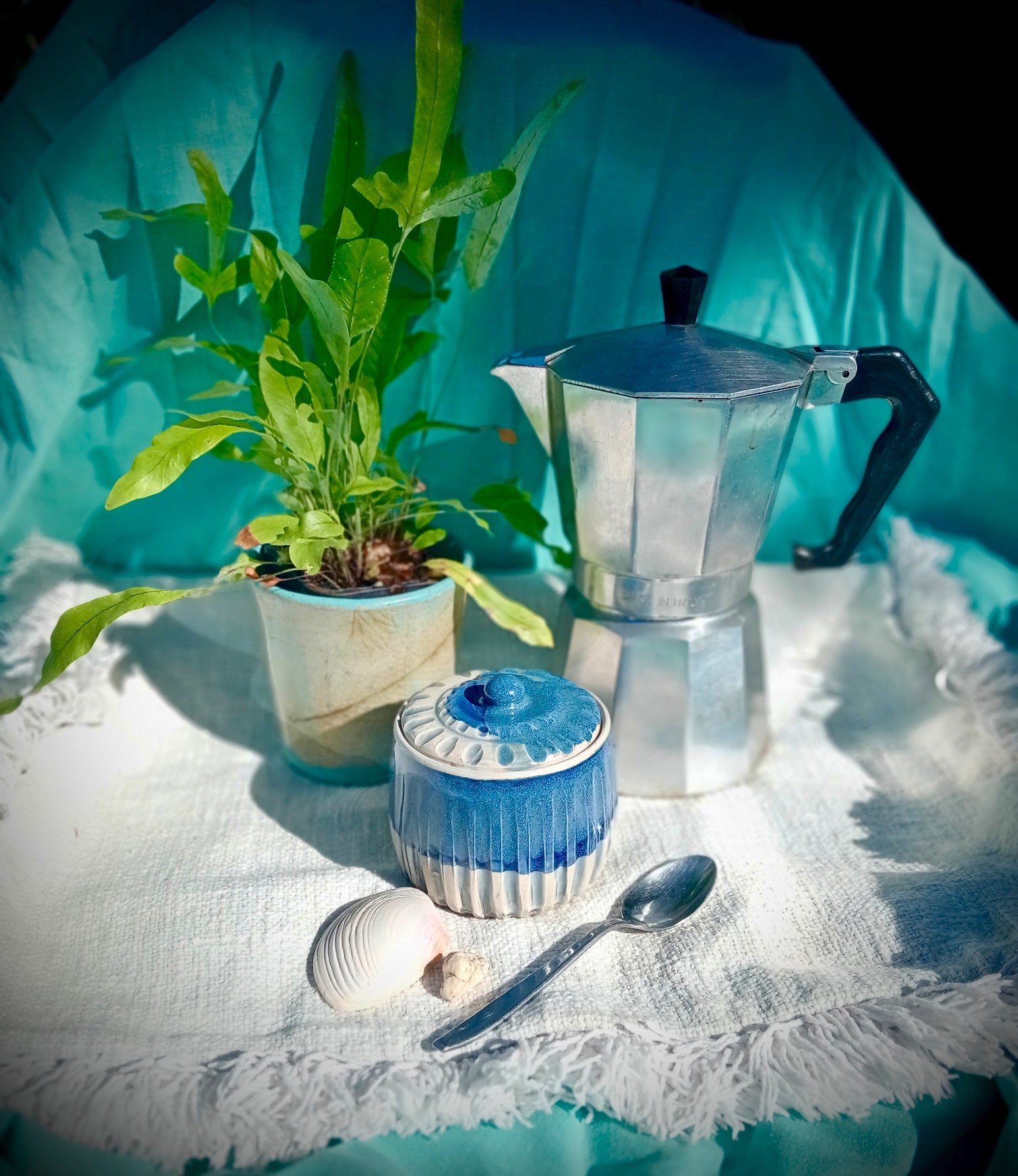 Blue and White Fluted Sugar Bowl
