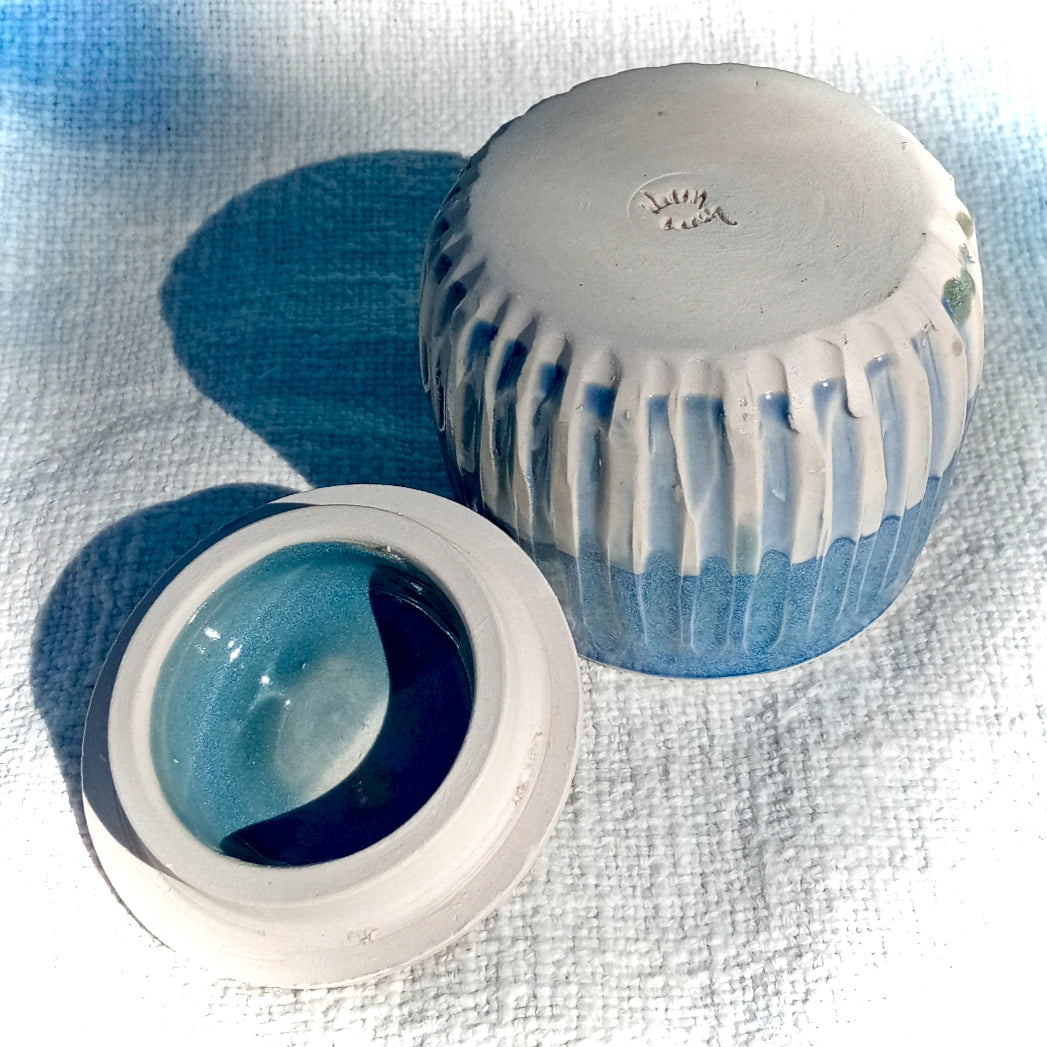 Blue and White Fluted Sugar Bowl