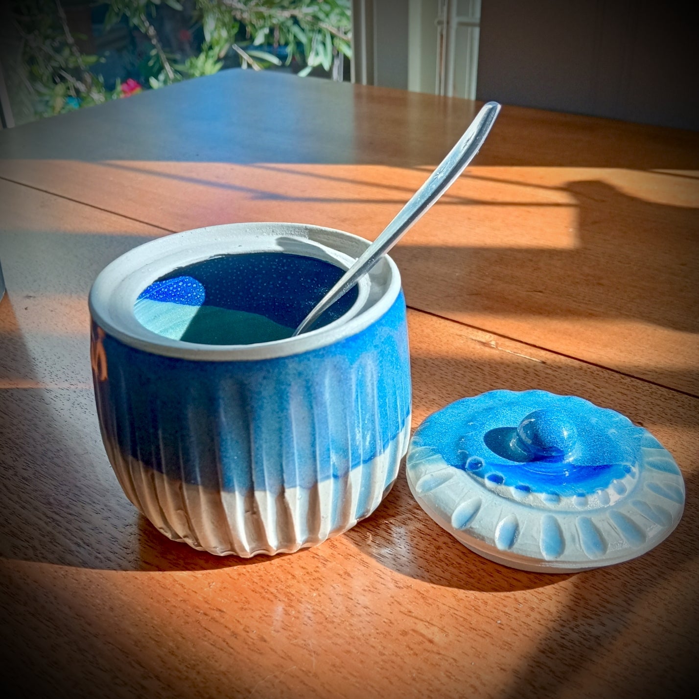 Blue and White Fluted Sugar Bowl