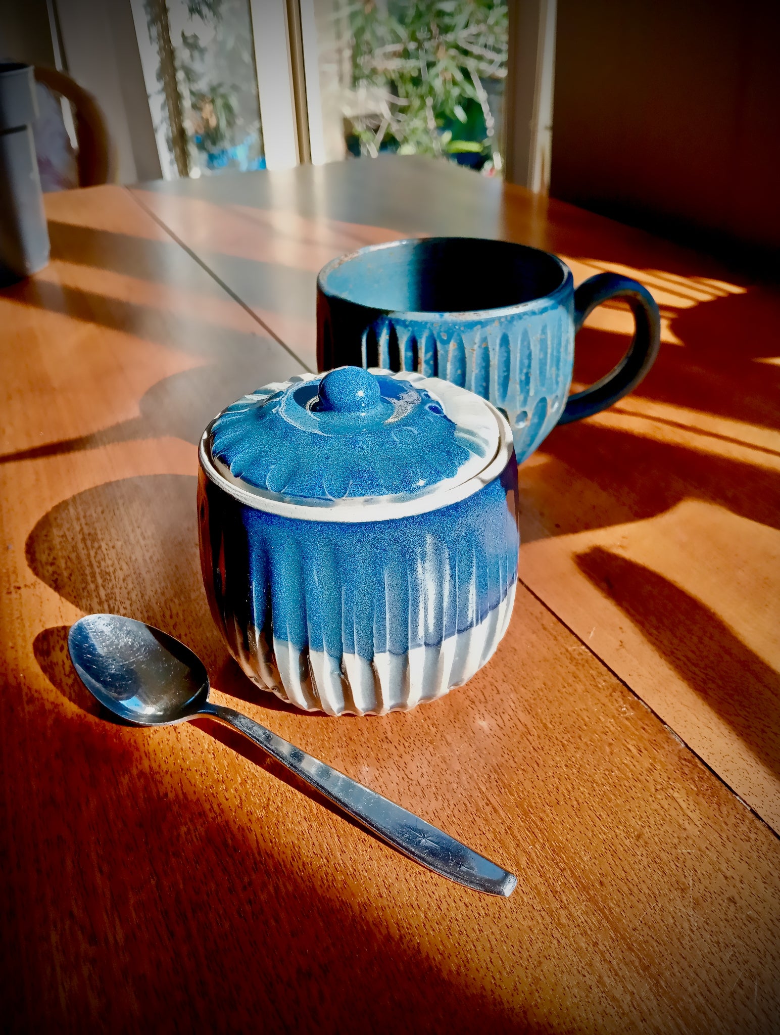 Blue and White Fluted Sugar Bowl