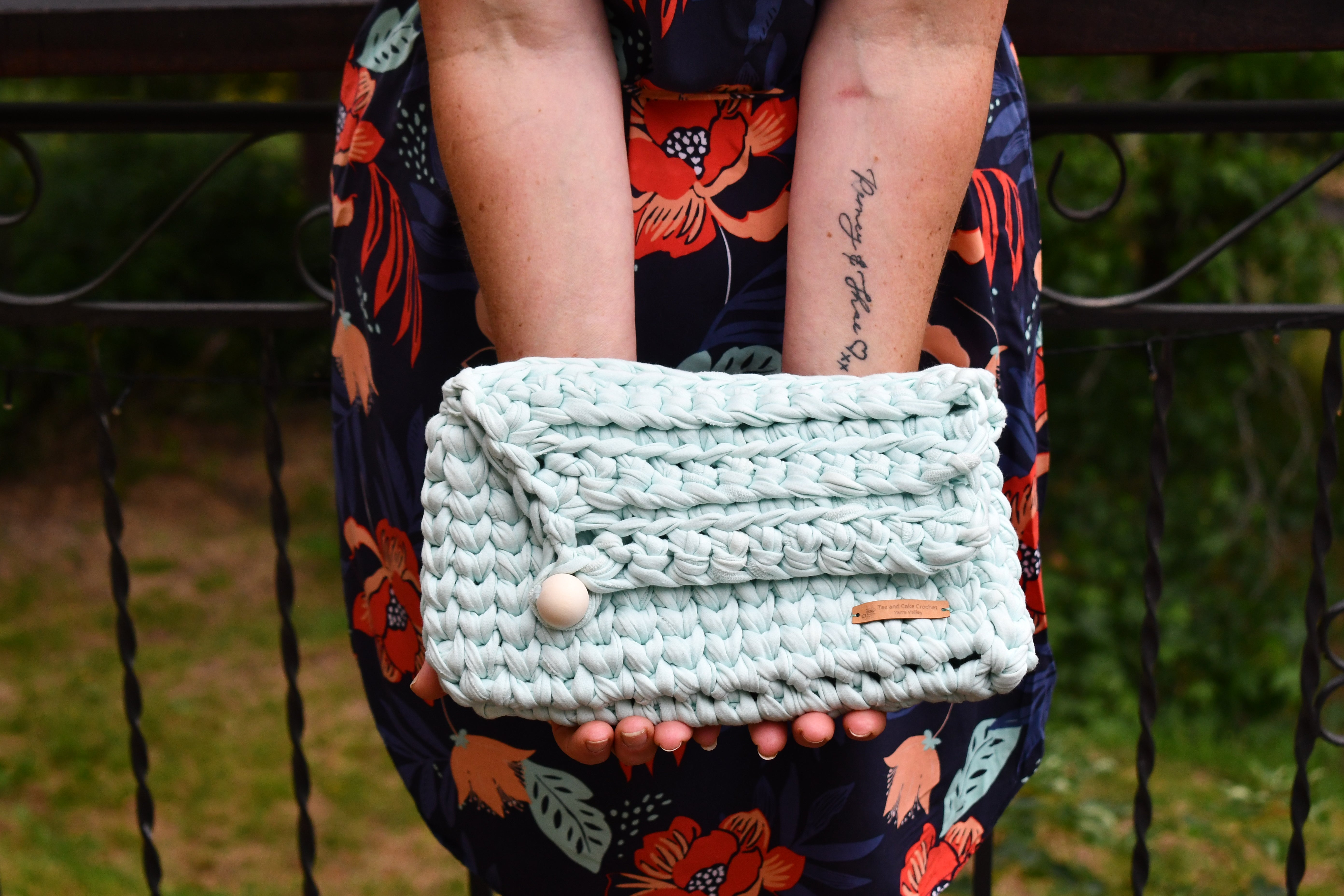 Handmade Crochet Clutch Bag Mint Green